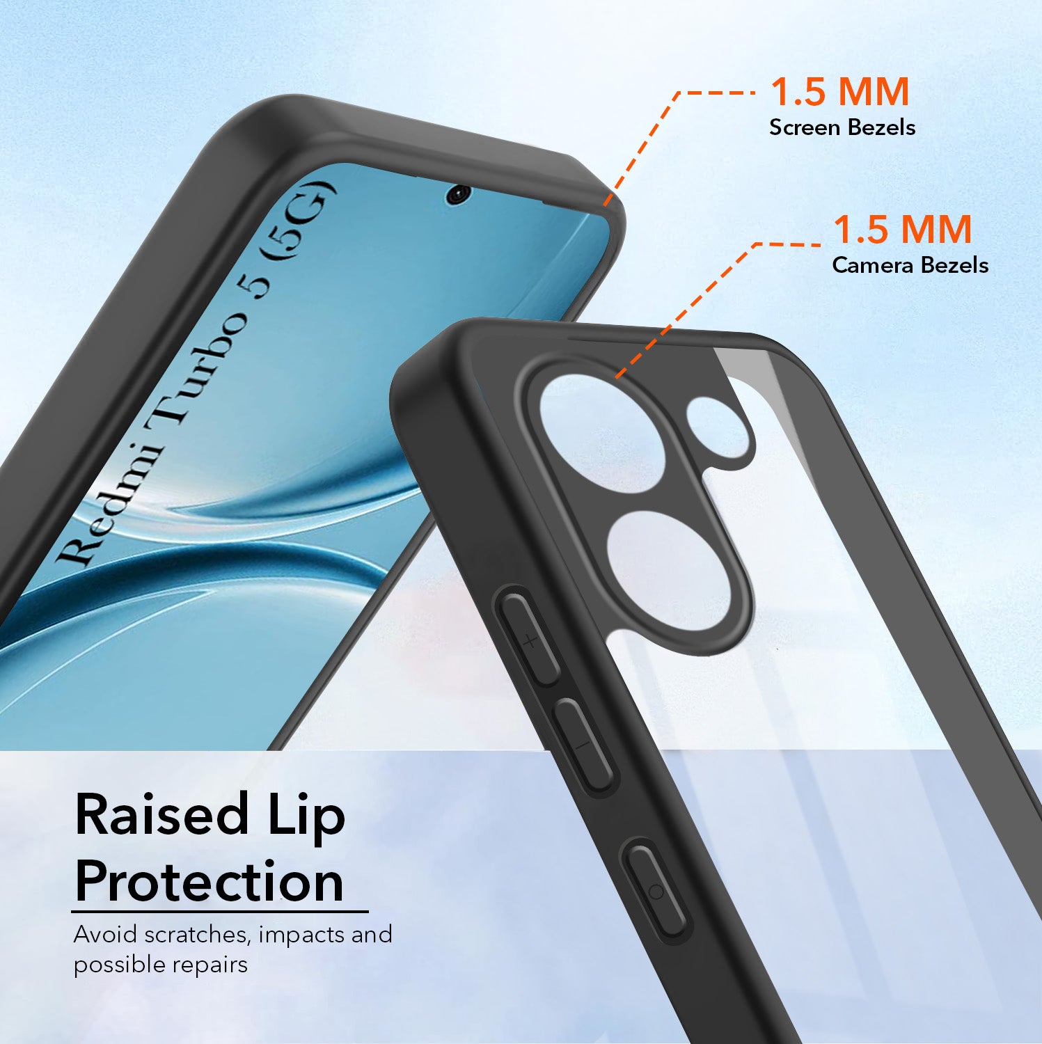 For Redmi Turbo 5 Back Cover Case Ultra-Hybrid (Lifetime Anti Yellow | Anti Scratch | Crystal Clear Shockproof)