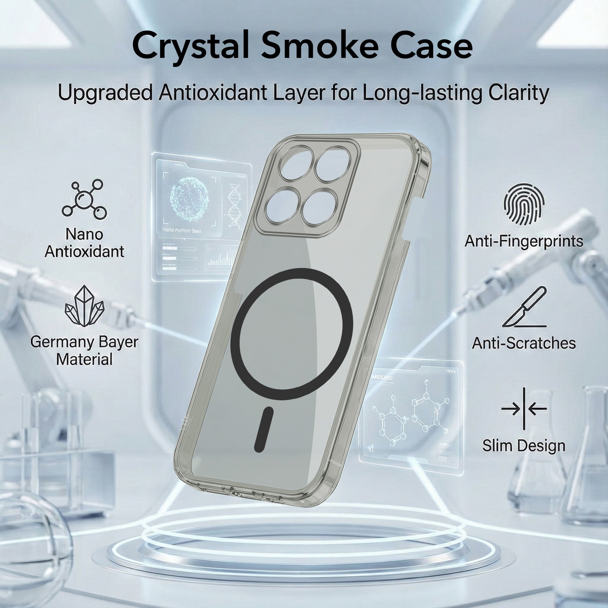 For Motorola Moto Edge 60 Pro Back Cover Case Lifetime Anti-Yellow MagSafe Compatible Clear (Sleek Hard Crystal | Shockproof and Camera Protection)
