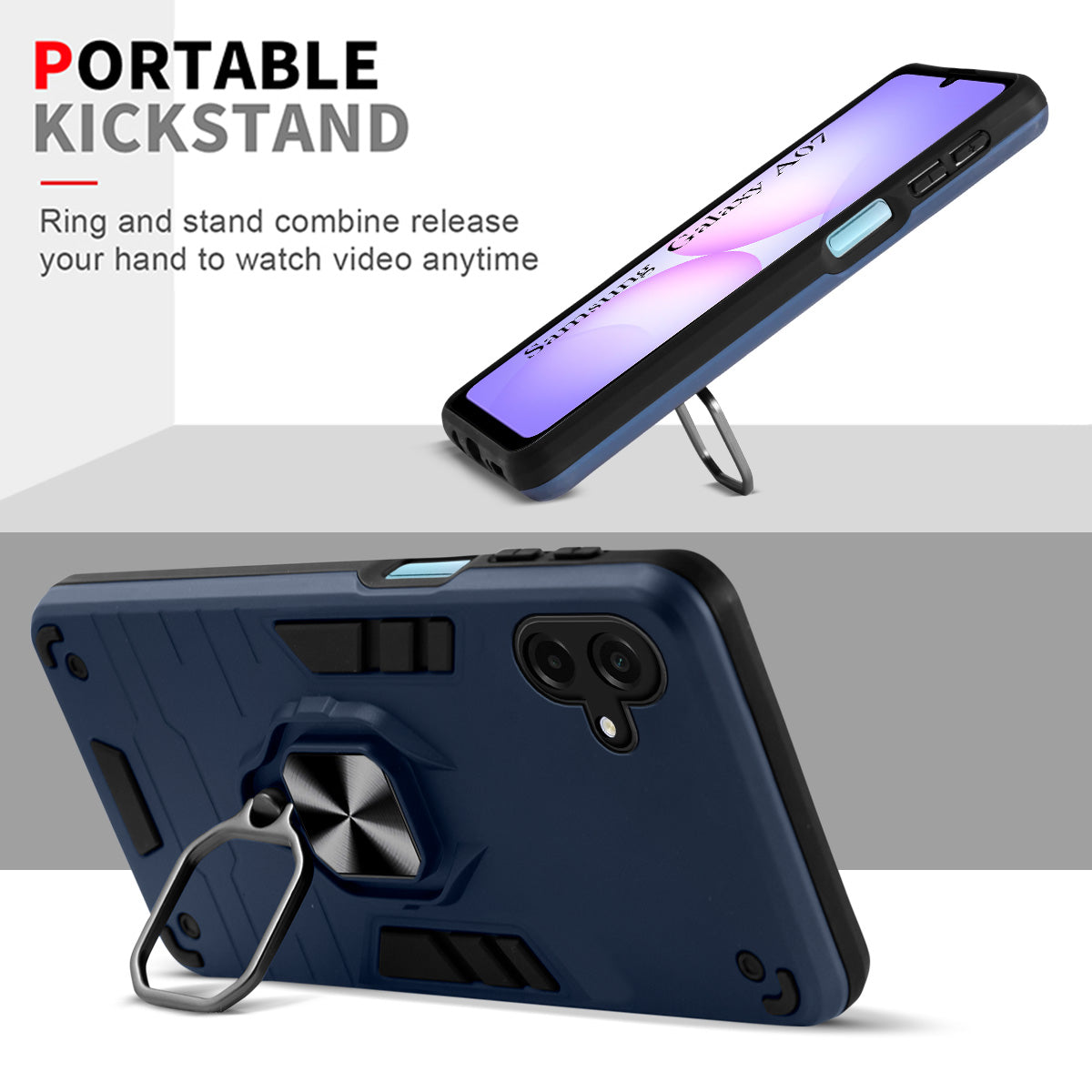 For Samsung Galaxy A07 5G  Back Cover Case (Shockproof Dual Layer Polycarbonate |Ring Holder Kickstand)