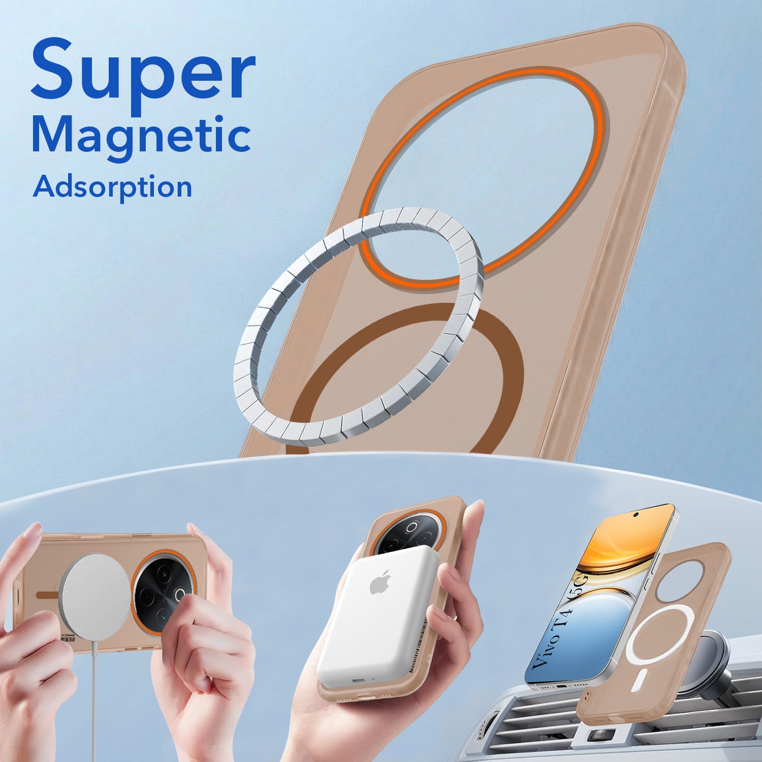 For Vivo T4 Back Cover Case (Soft Touch | Camera Bump Protection | MagSafe Compatible | Matte Finish)