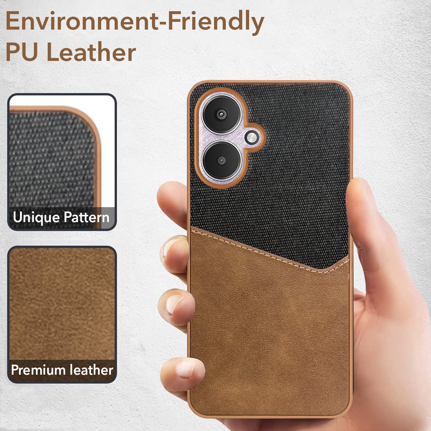 For Redmi 13C 5G Back Cover Case (Dual PU Leather Stitch | Professional Minimalist | Soft and Flexible)