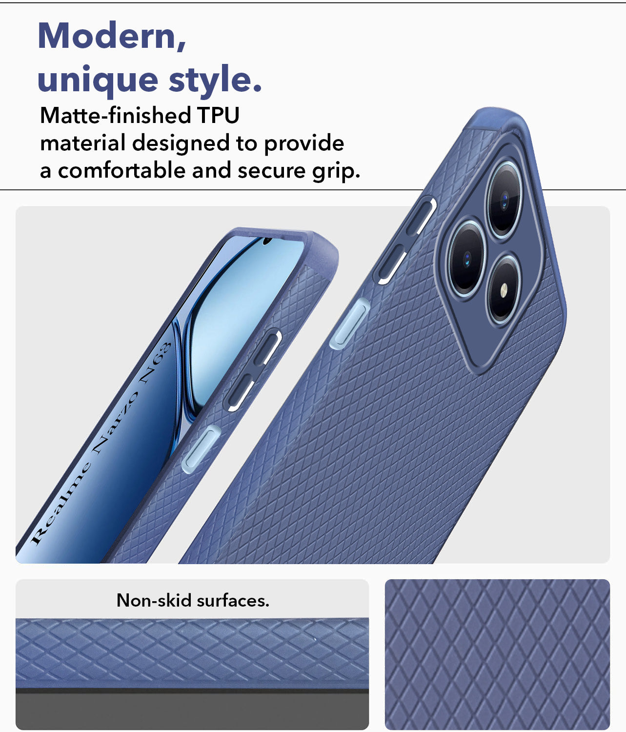 For Realme Narzo N63 Back Cover Case (Liquid Silicone | Side Grip | Camera Protection)