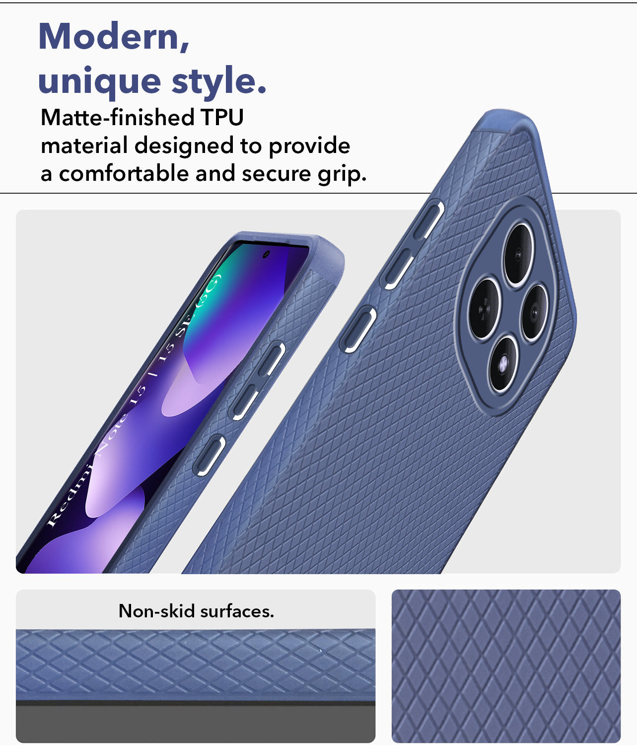 For Redmi note 15 | Redmi note 15 SE (5G) Back Cover Case Liquid Silicone (Camera Protection | Side Grip Texture | Soft and Flexible)
