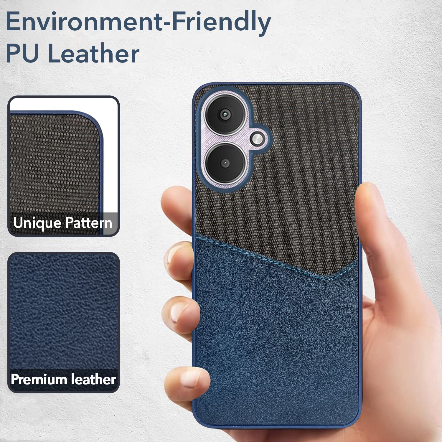For Redmi 13C 5G Back Cover Case (Dual PU Leather Stitch | Professional Minimalist | Soft and Flexible)