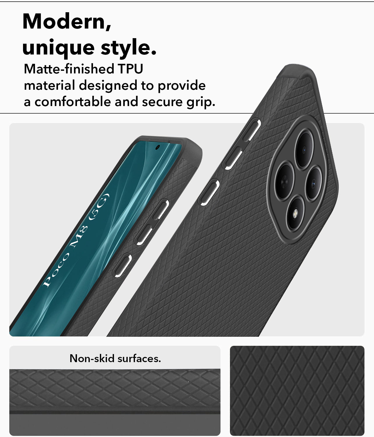 For Poco M8 5G Back Cover Case Liquid Silicone (Camera Protection | Side Grip Texture | Soft and Flexible)