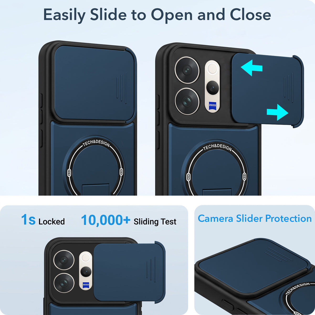 For Vivo V70 | Vivo V70 Elite 5G Back Case Cover Metallic (Hybrid Armor Kickstand | Sliding Shutter Camera Protection | MagSafe Compatible)