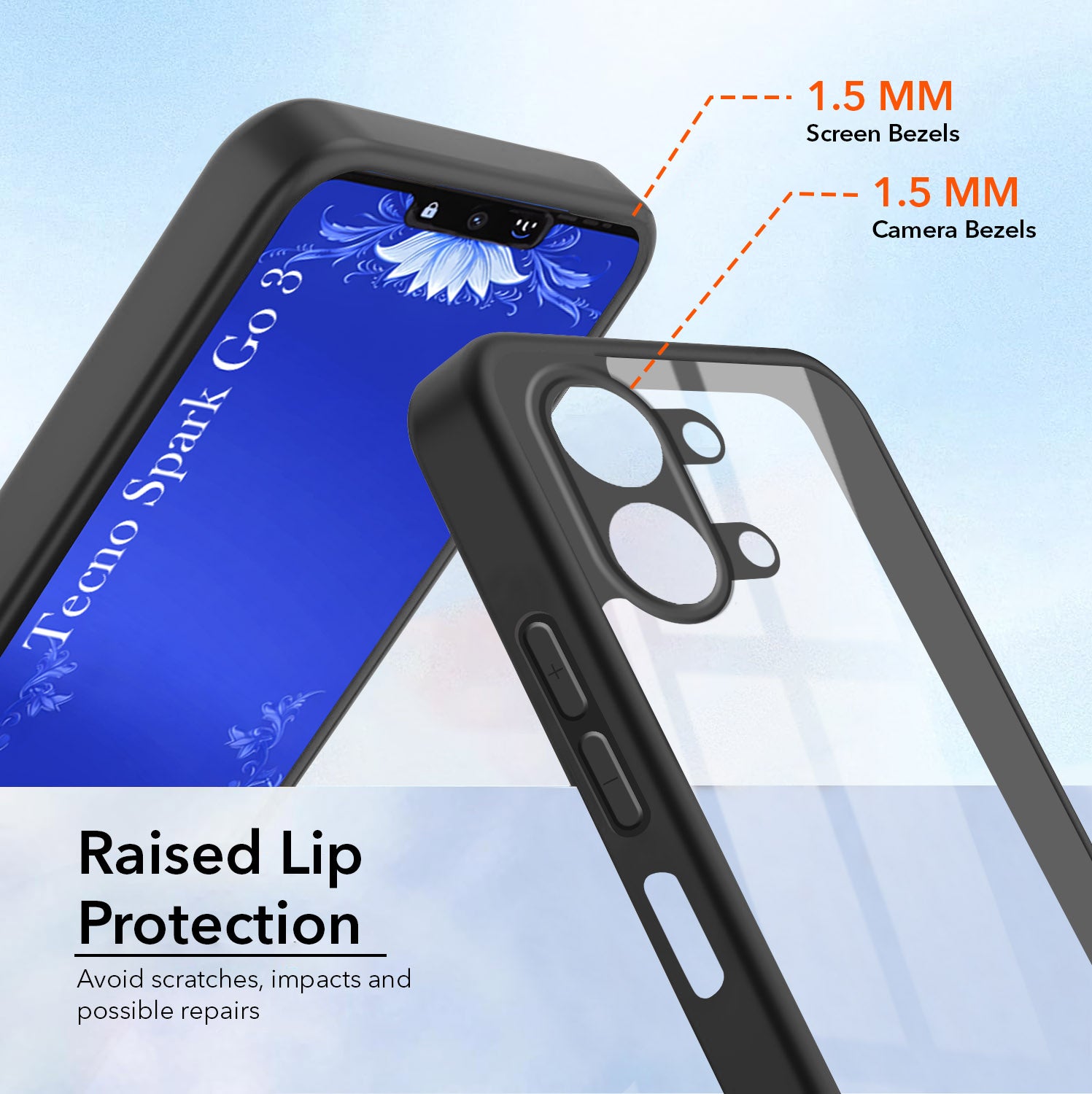 For Tecno Spark Go 3 Back Cover Case Ultra-Hybrid (Lifetime Anti Yellow | Anti Scratch | Crystal Clear Shockproof)
