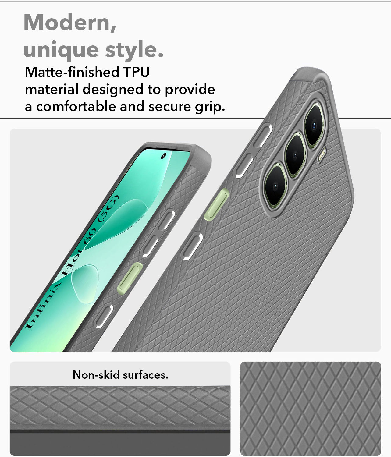 For Infinix Hot 60 5G Back Cover Case (Liquid Silicone | Side Grip | Camera Protection)
