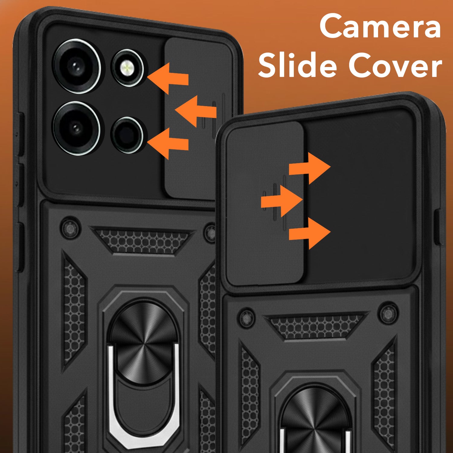 For Oneplus Nord 6 Back Cover Case Hybrid Armor (Sliding Shutter Camera Protection | Polycarbonate |Ring Holder Kickstand)