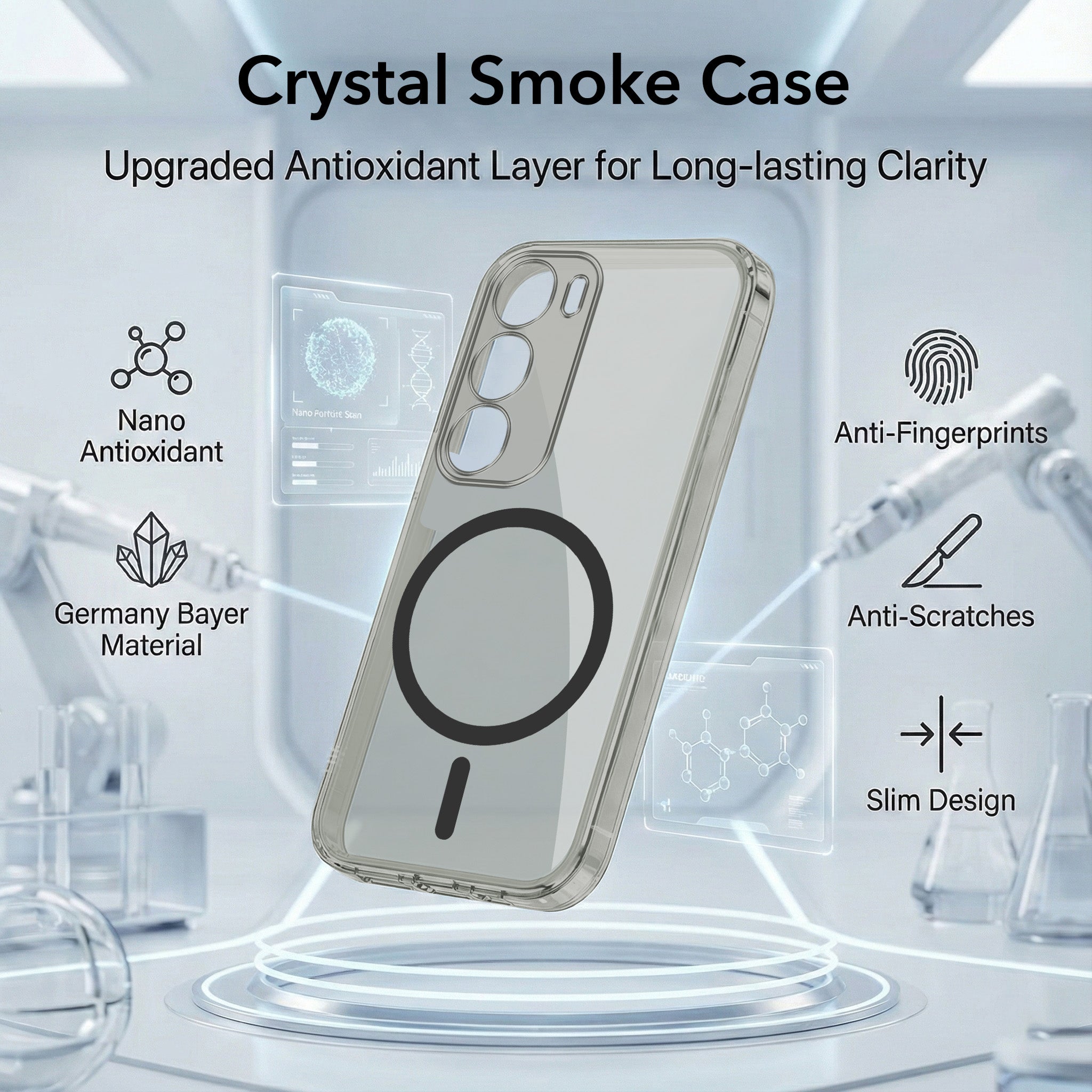 For Vivo Y29 Back Cover Case Lifetime Anti-Yellow MagSafe Compatible Clear (Sleek Hard Crystal | Shockproof and Camera Protection)