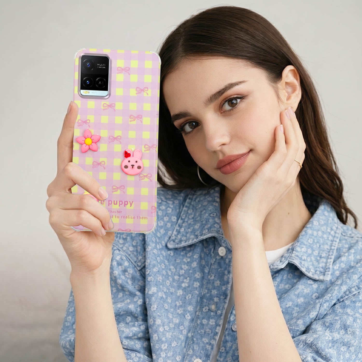 For Vivo Y21e | Vivo Y21A | Vivo Y32 Back Cover Case (3D Cute Cartoons | Hard Back Side Soft | Matte Premium Finish | HD Printing)