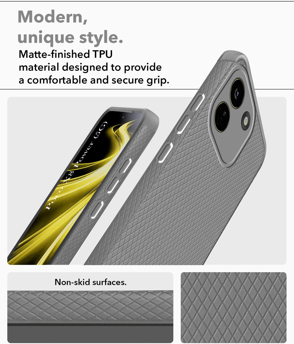 For Poco X8 Power Back Cover Case Liquid Silicone (Camera Protection | Side Grip Texture | Soft and Flexible)