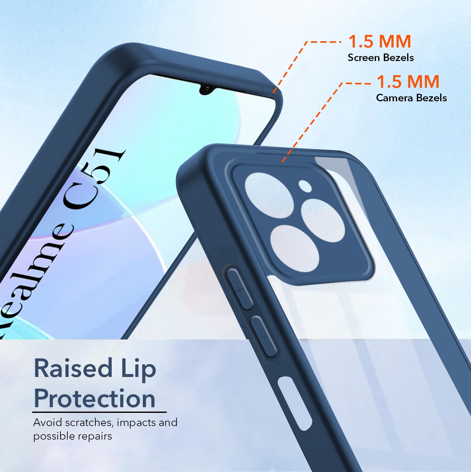 For Realme C51 Back Cover Case Ultra-Hybrid (Lifetime Anti Yellow | Anti Scratch | Crystal Clear Shockproof)