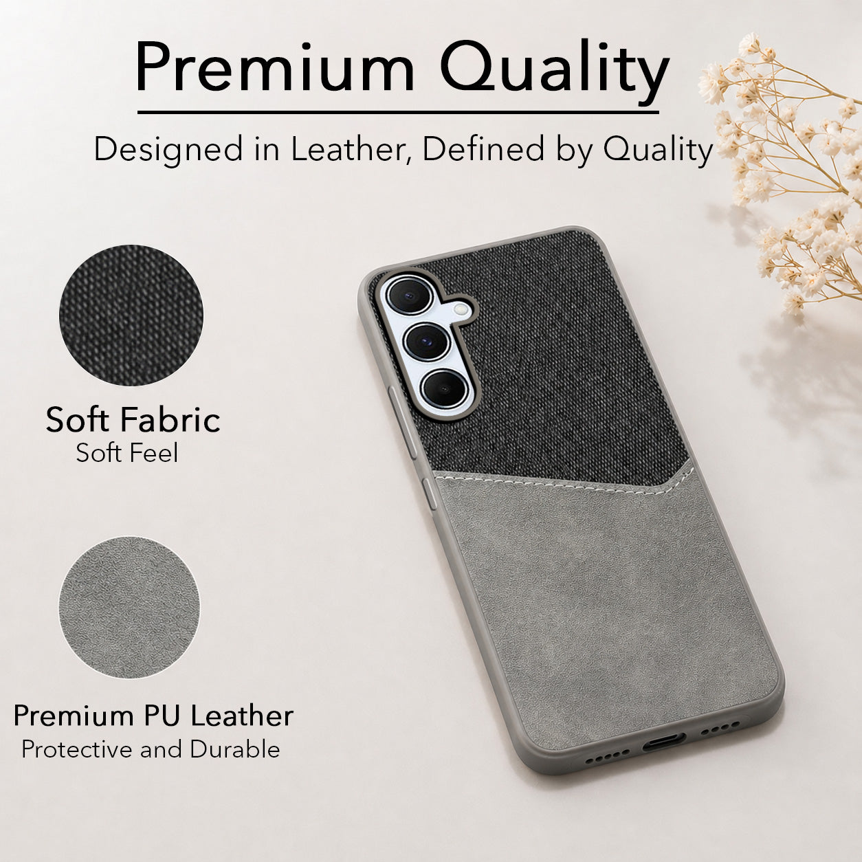 For Samsung Galaxy A55 5G Back Cover Case (Dual PU Leather Stitch | Professional Minimalist | Soft and Flexible)