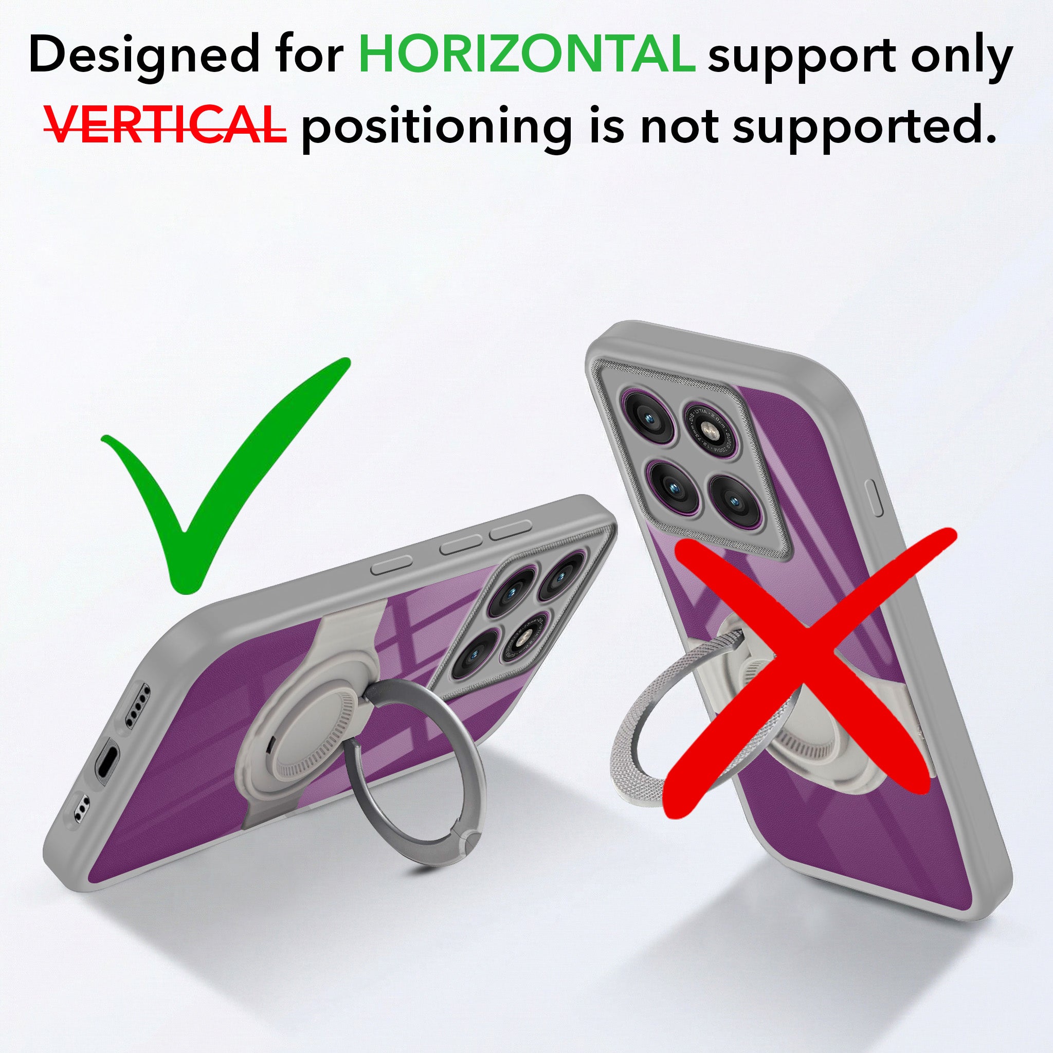 For Motorola Moto Edge 60 Pro Back Cover Case with stand (Built-in Ring Holder Kickstand | Lifetime Anti Yellow | Camera Protection)