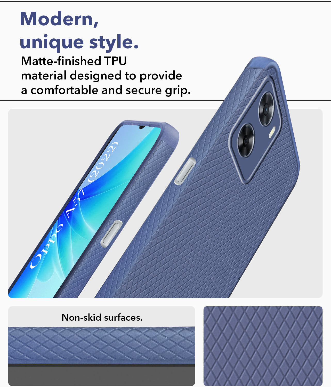 For Oppo A57 2022  Back Cover Case (Liquid Silicone | Side Grip | Camera Protection)