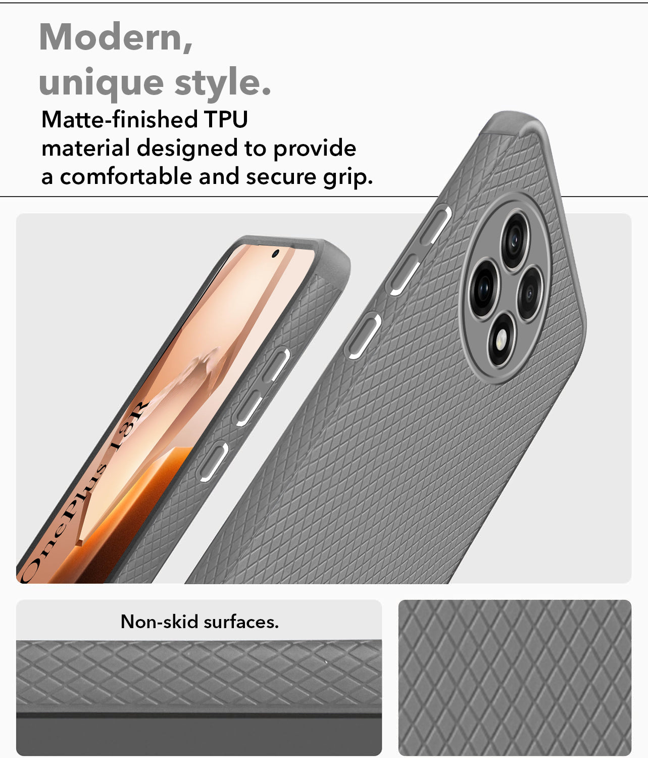For OnePlus 13R 5G Back Cover Case (Liquid Silicone | Side Grip | Camera Protection)