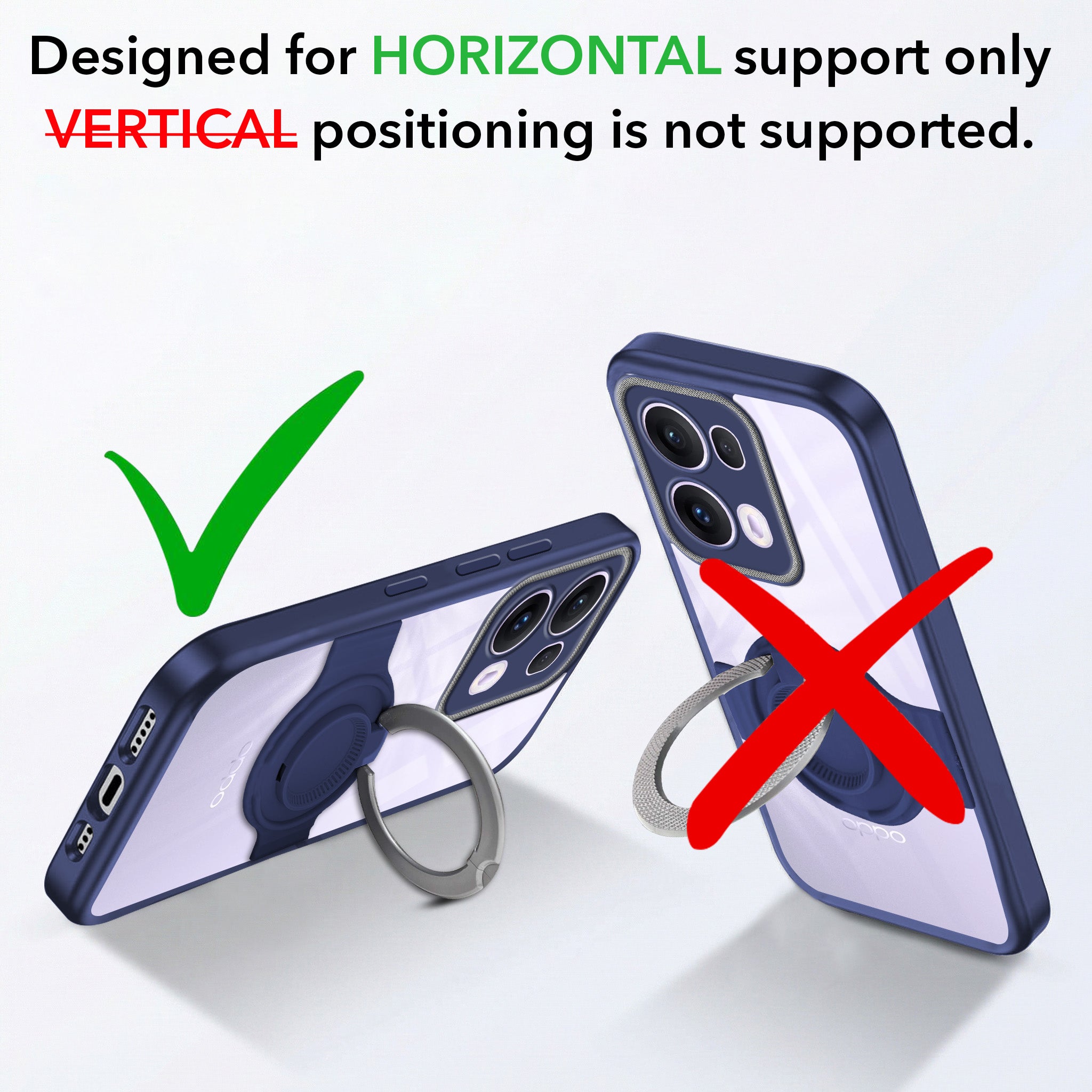 For Oppo Reno13 Pro 5G | Oppo Reno 13 Pro 5G Back Cover Case with stand (Built-in Ring Holder Kickstand | Lifetime Anti Yellow | Camera Protection)