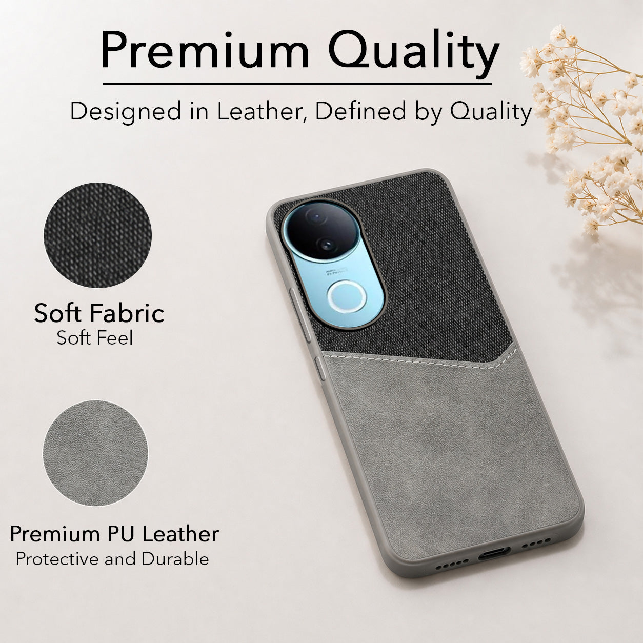 For Vivo iQOO Z10R Back Cover Case (Dual PU Leather Stitch | Professional Minimalist | Soft and Flexible)