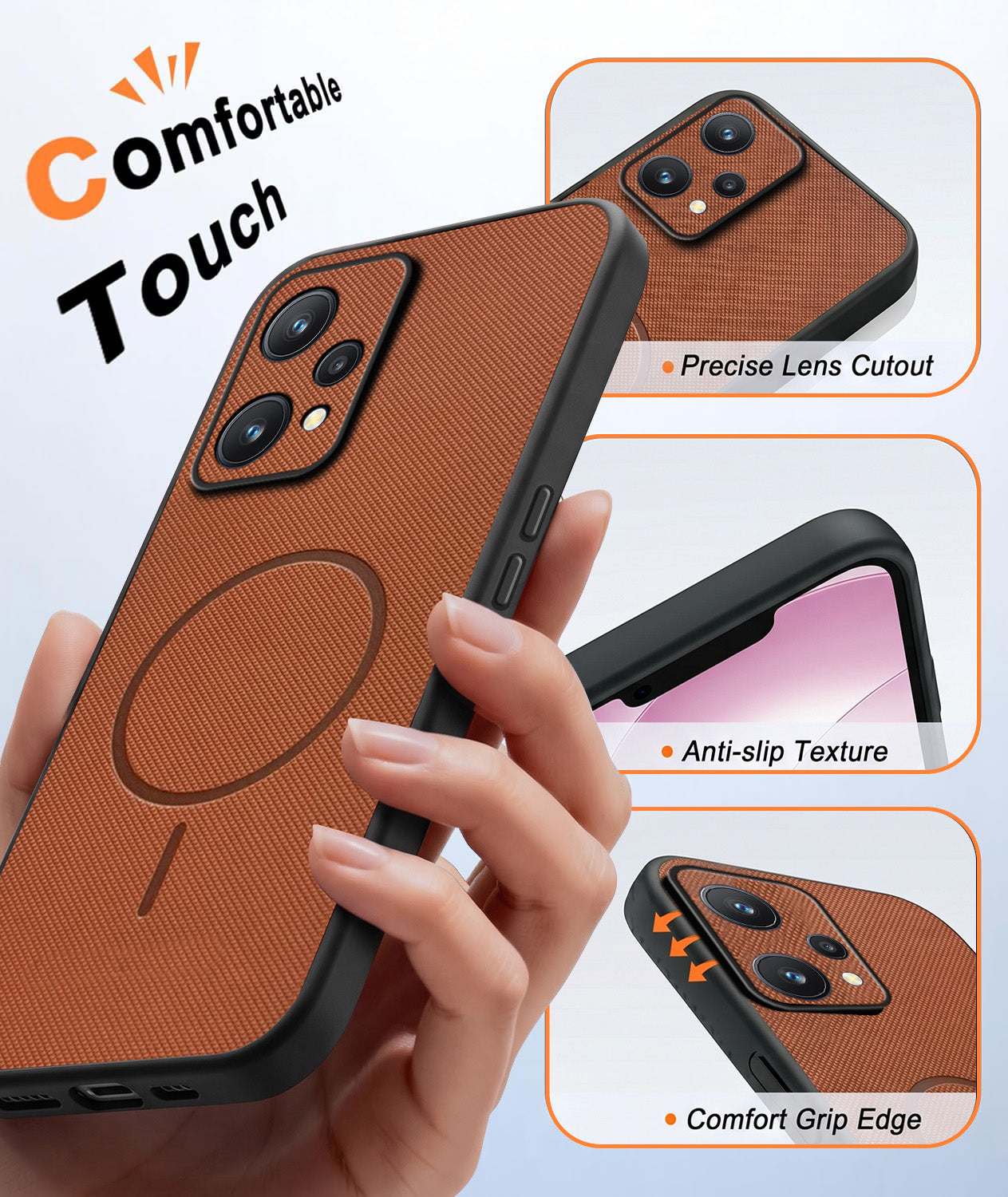 For Realme 9 Pro Back Cover Case PU Leather (Texture Grip Design | Professional Minimalist | Camera Protection | Soft and Flexible)