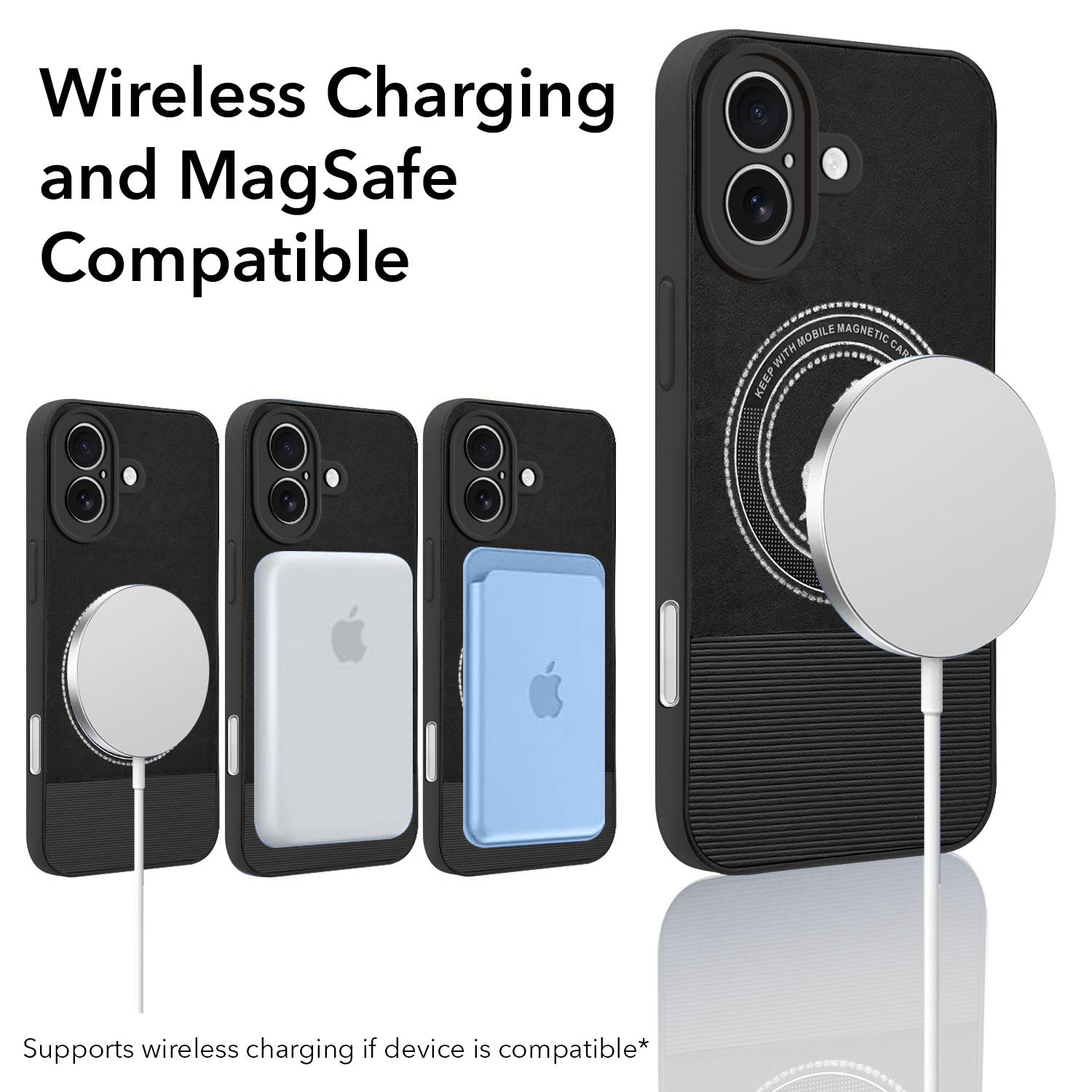 For Apple iPhone 16 Plus PU Back Cover Case Leather Finish (Professional Minimalist Texture | MagSafe Compatile | Camera Protection | Sleek Sober Formal)