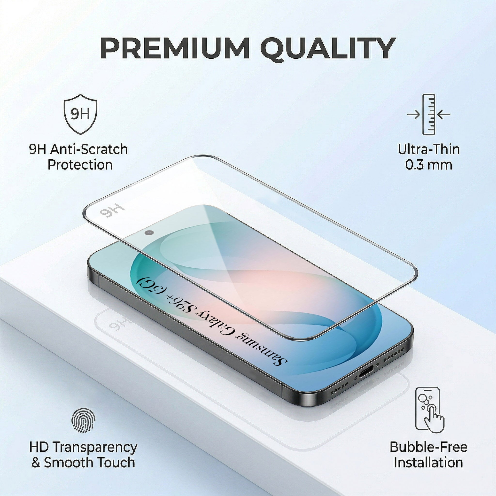 For Samsung Galaxy S26 Plus Combo with Back Cover and 9H Tempered Glass (Liquid Silicone | Camera Protection | Oleophobic Coating Screen Glass)