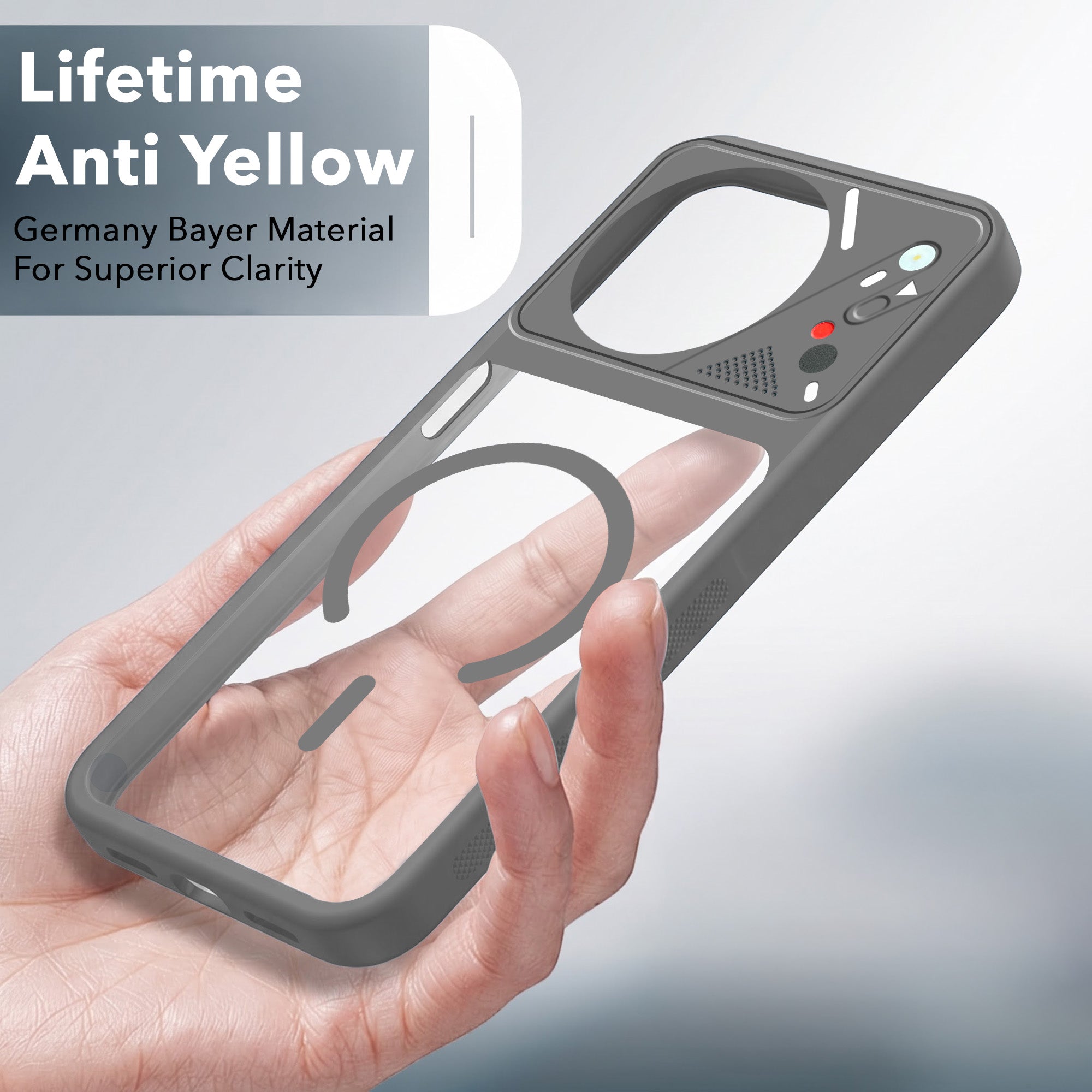 For Realme Narzo 60x Back Cover Case Lifetime Anti-Yellow Clear (Camera Protection | Side Grip | Wireless MagSafe Compatible)