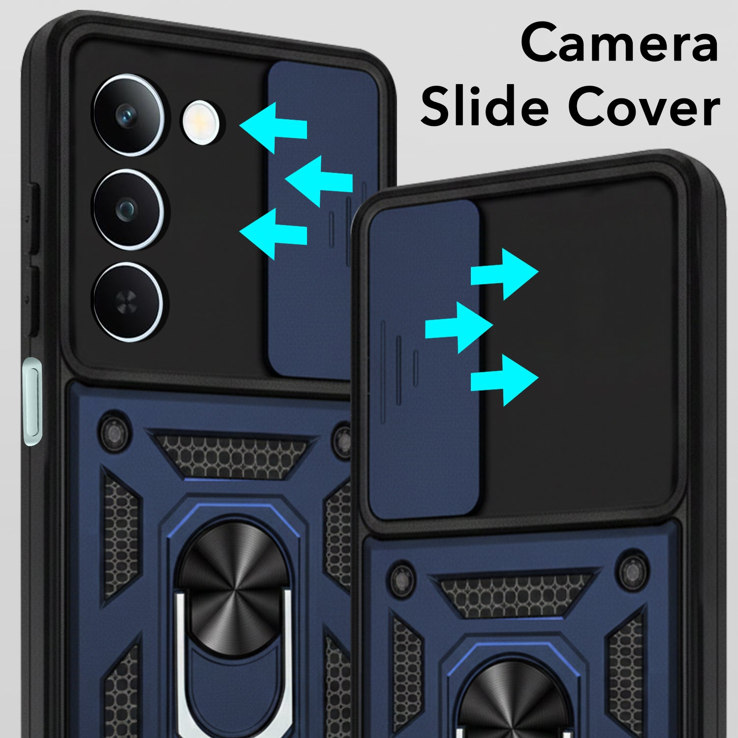 For Realme P4 Lite 5G | Realme Narzo 100 Lite 5G Back Cover Case Hybrid Armor (Sliding Shutter Camera Protection | Polycarbonate |Ring Holder Kickstand)