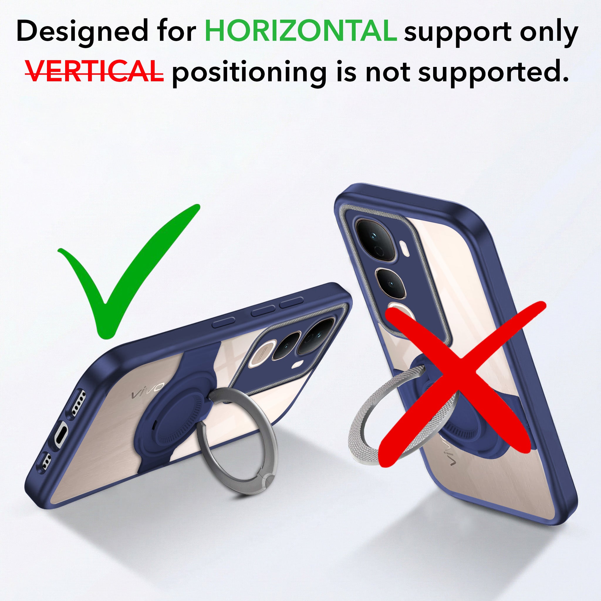 For Vivo Y400 Pro Back Cover Case with stand (Built-in Ring Holder Kickstand | Lifetime Anti Yellow | Camera Protection)