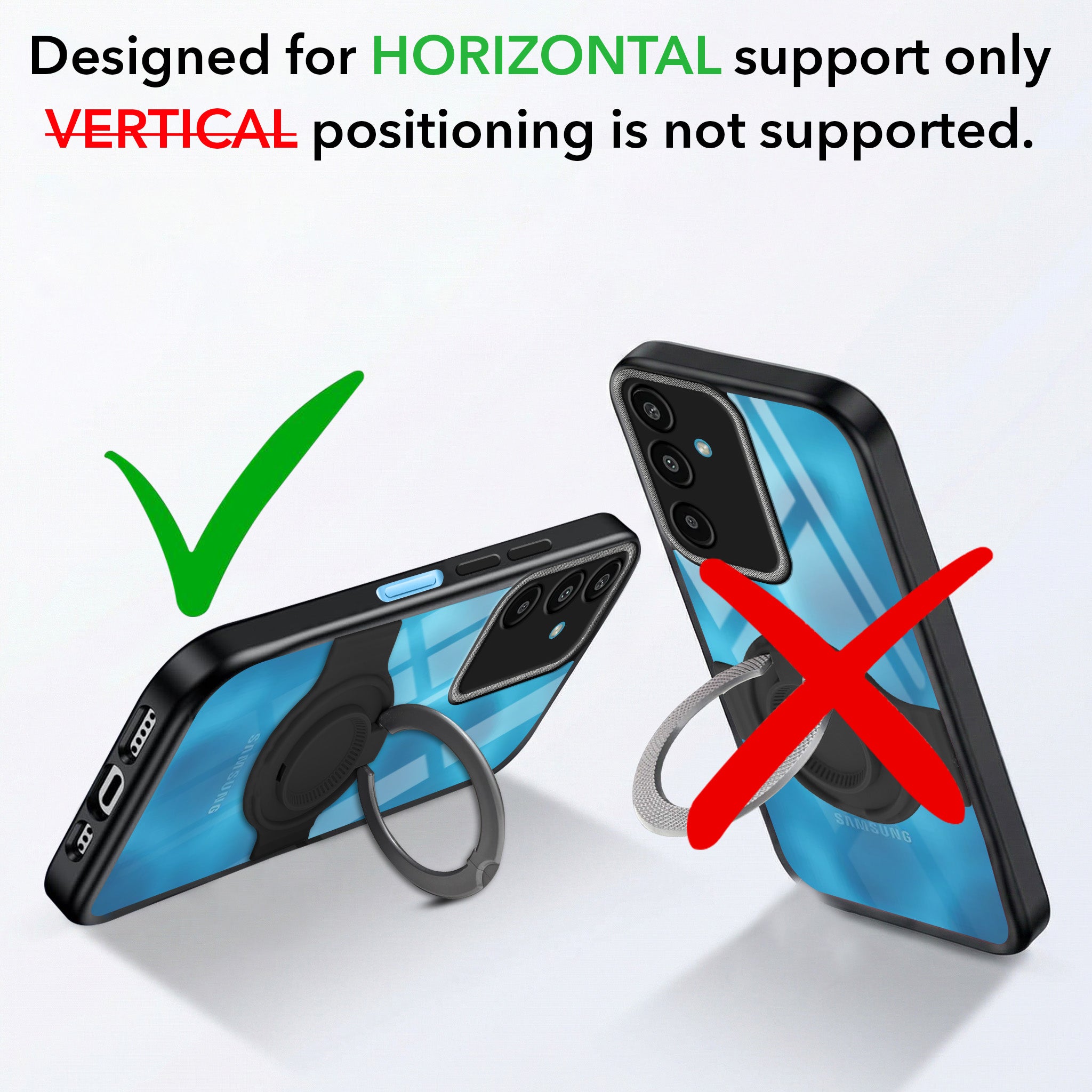 For Samsung Galaxy M16 5G | Samsung Galaxy F16 5G Back Cover Case with stand (Built-in Ring Holder Kickstand | Lifetime Anti Yellow | Camera Protection)
