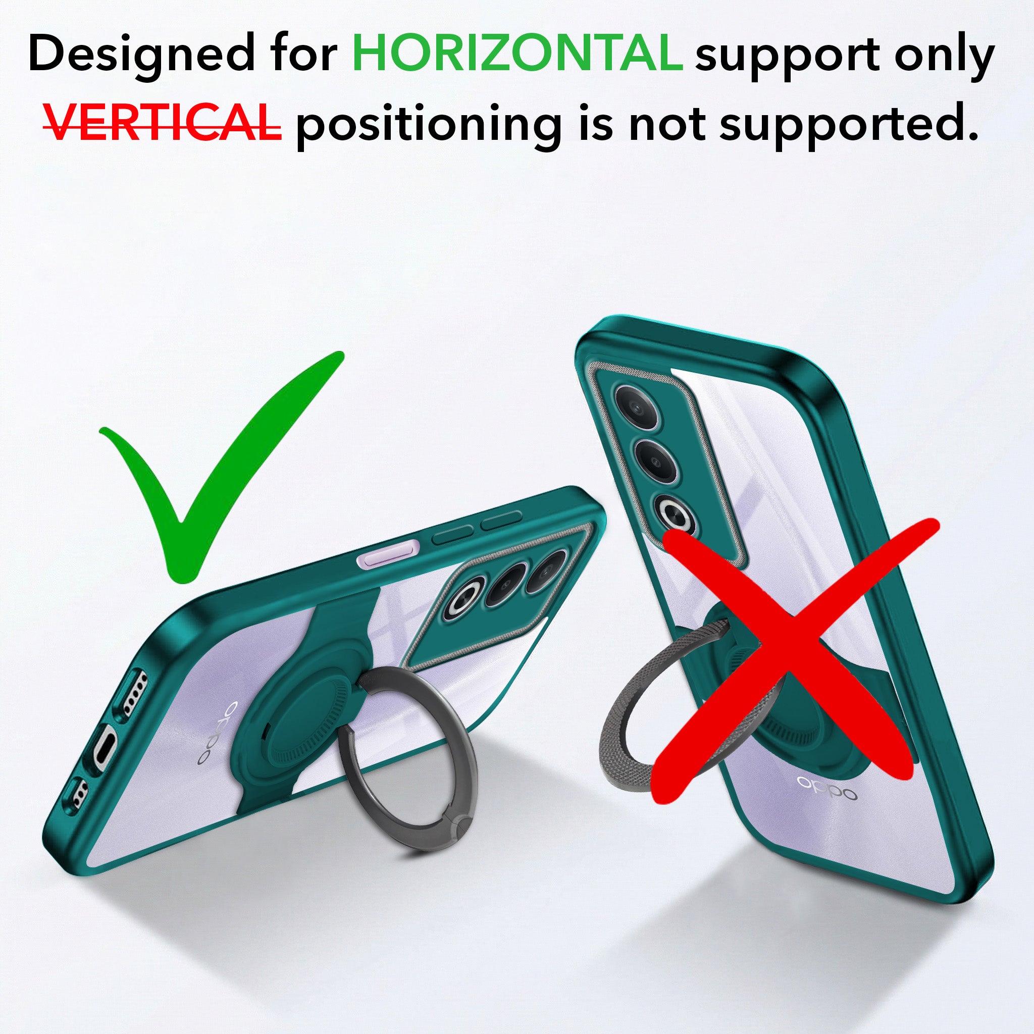 For Oppo A3 Pro 5G Back Cover Case with stand (Built-in Ring Holder Kickstand | Lifetime Anti Yellow | Camera Protection)