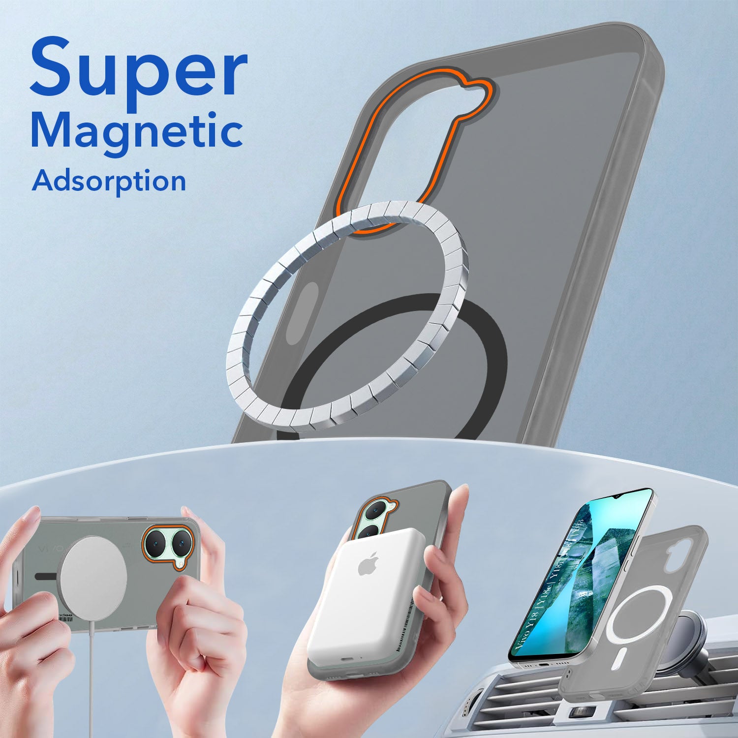 For Vivo Y18 | Y18e | Y03 | Y18i | Y18t Back Cover Case (Soft Touch | Camera Bump Protection | MagSafe Compatible | Matte Finish)