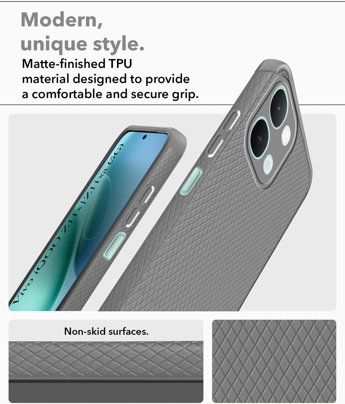 For iQOO Z11x | iQOO Z11xa Back Cover Case Liquid Silicone (Camera Protection | Side Grip Texture | Soft and Flexible)