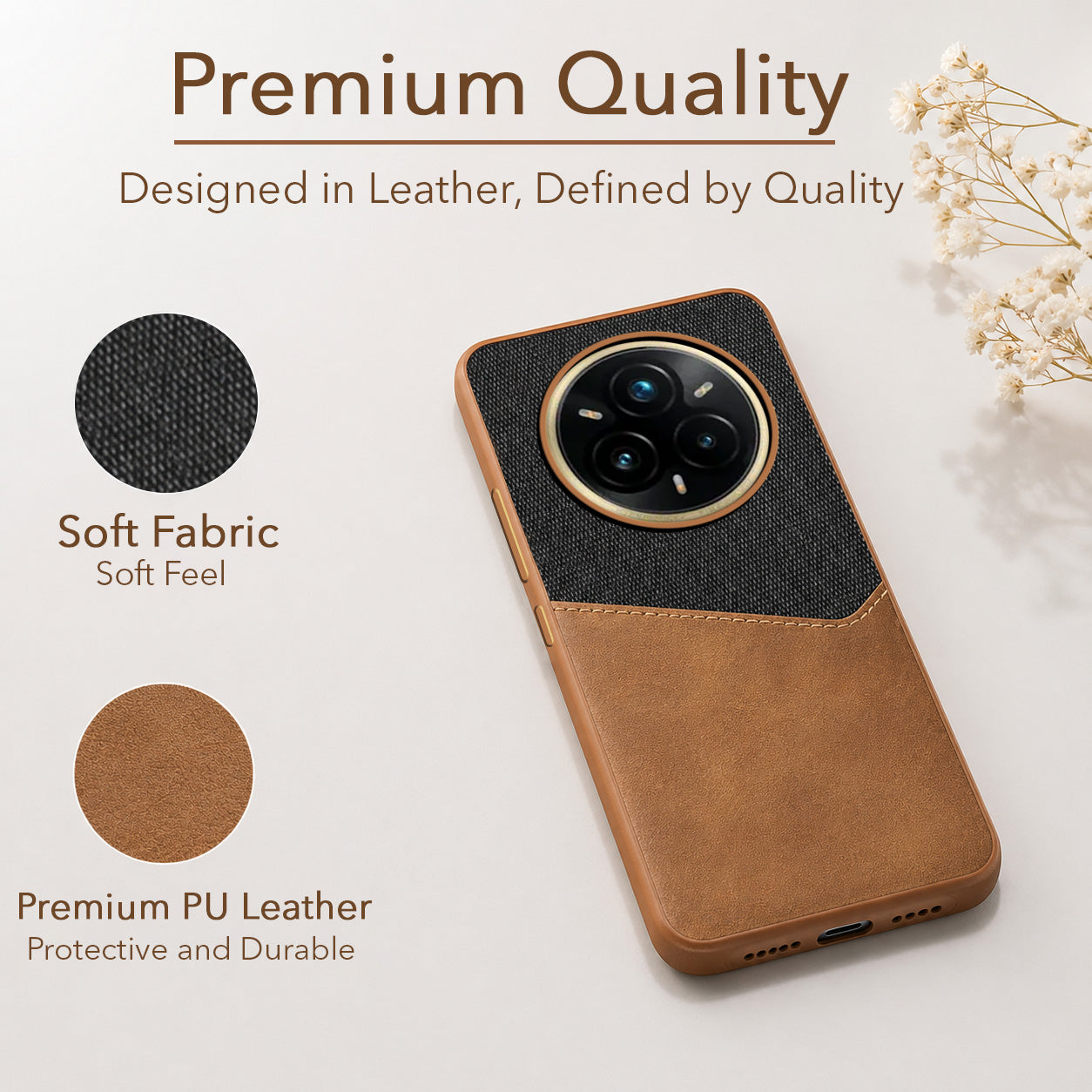 For Realme 14 Pro Plus Back Cover Case (Dual PU Leather Stitch | Professional Minimalist | Soft and Flexible)