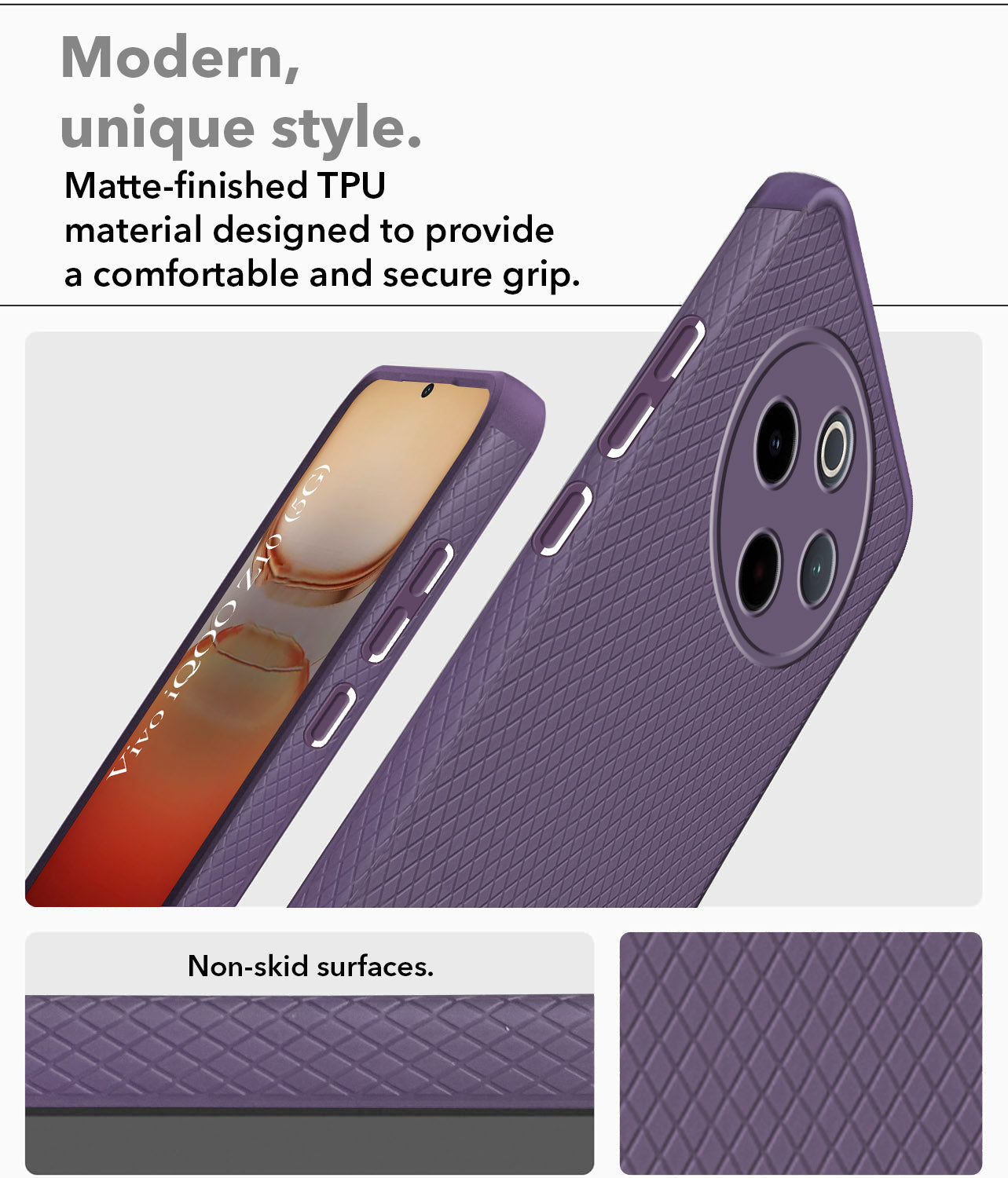 For Vivo iQOO Z10 Back Cover Case (Liquid Silicone | Side Grip | Camera Protection)