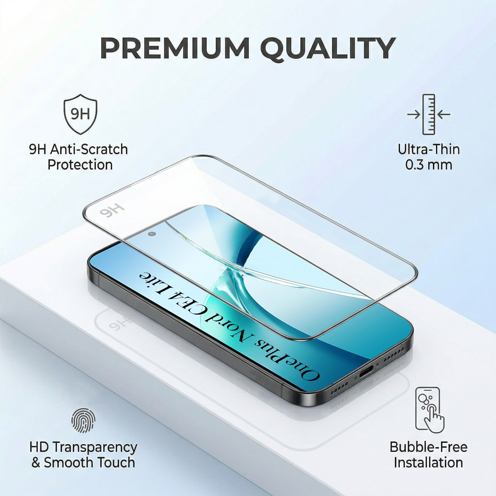 For Oneplus Nord CE 4 Lite 5G Combo with Back Cover and 9H Tempered Glass (Liquid Silicone | Camera Protection | Oleophobic Coating Screen Glass)