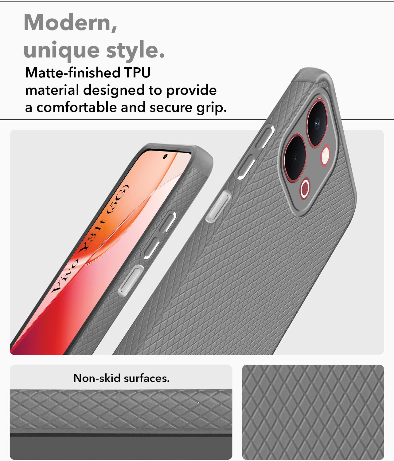 For Vivo Y31T 5G Back Cover Case Liquid Silicone (Camera Protection | Side Grip Texture | Soft and Flexible)