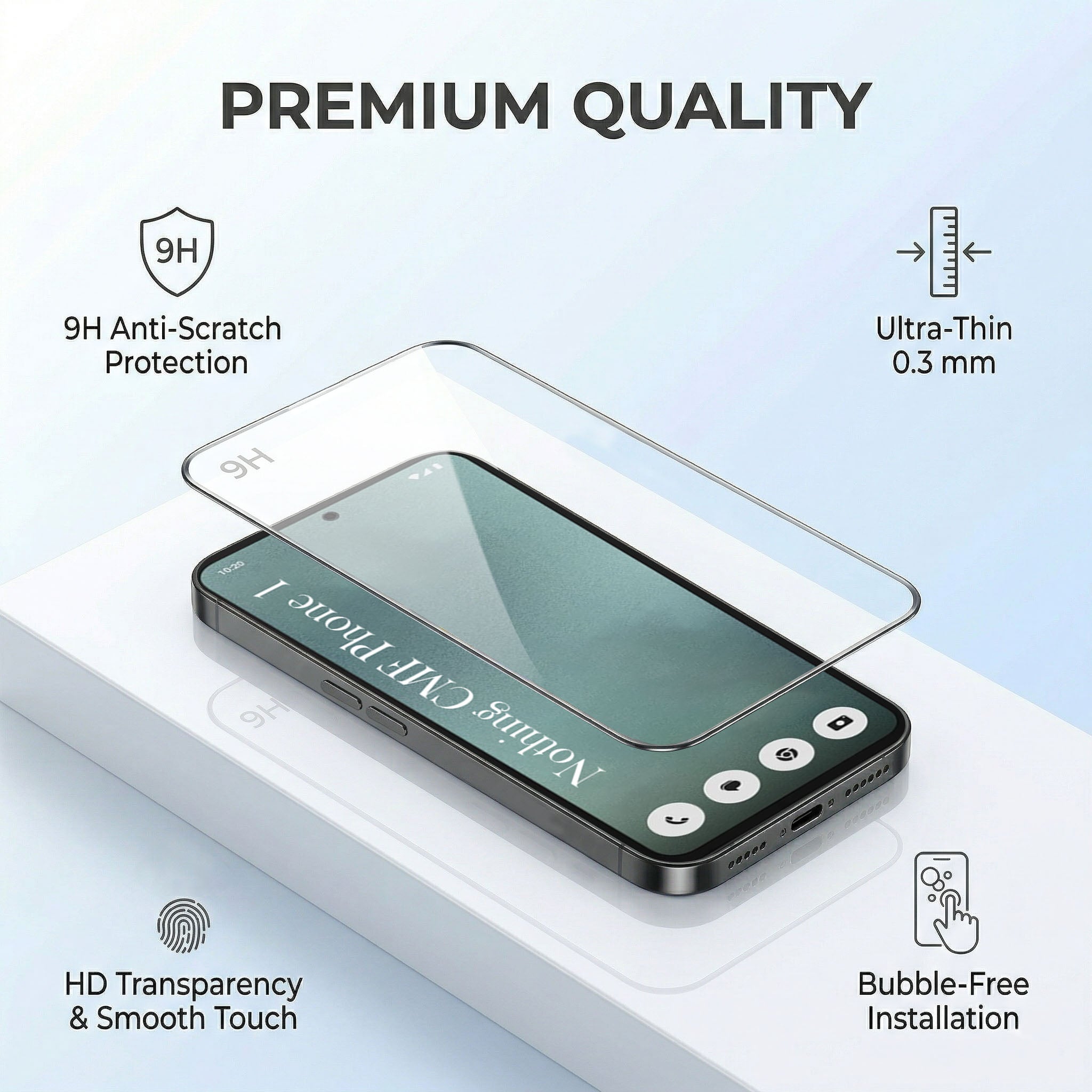 For Nothing CMF Phone 1 Combo with Back Cover and 9H Tempered Glass (Lifetime Anti-Yellow | Sleek Hard Crystal | Oleophobic Coating Screen Glass)