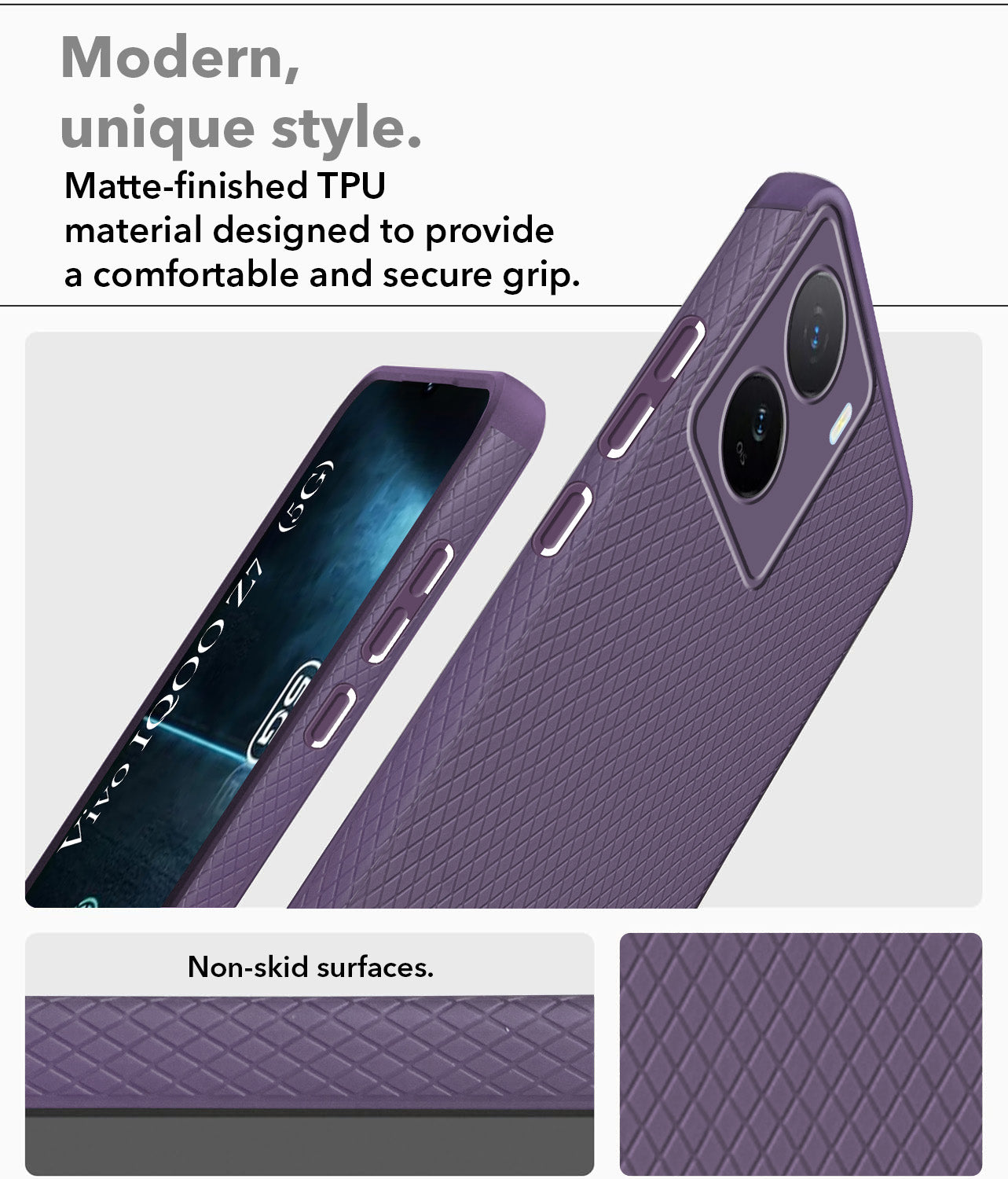 For Vivo IQOO Z7 5G Back Cover Case (Liquid Silicone | Side Grip | Camera Protection)