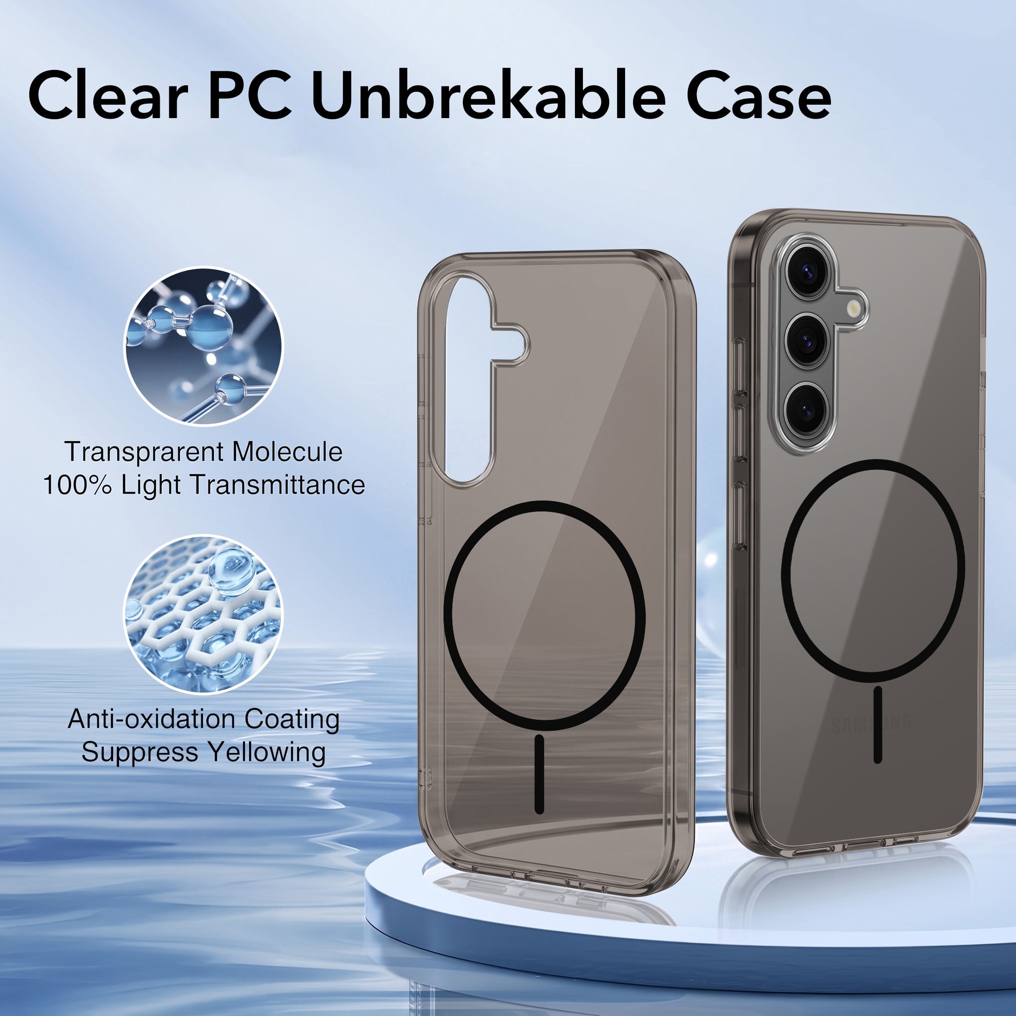 For Samsung Galaxy S24 Back Case Cover Crystal Anti Yellow (Unbreakable PC | MagSafe Wireless Charging Support |Camera Protection Bump)