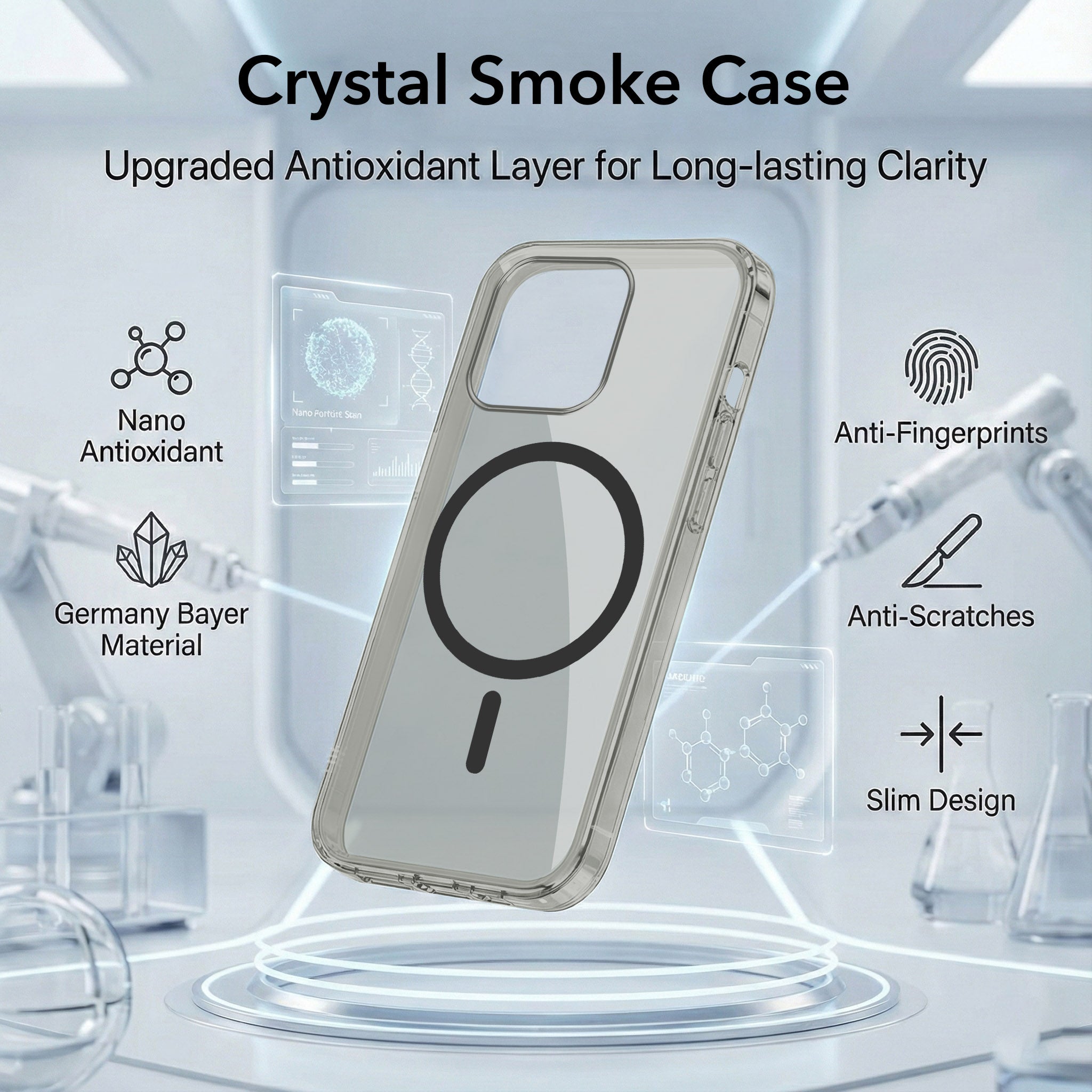 For Apple iPhone 14 Pro Max Back Cover Case Lifetime Anti-Yellow MagSafe Compatible Clear (Sleek Hard Crystal | Camera Protection and Shockproof)