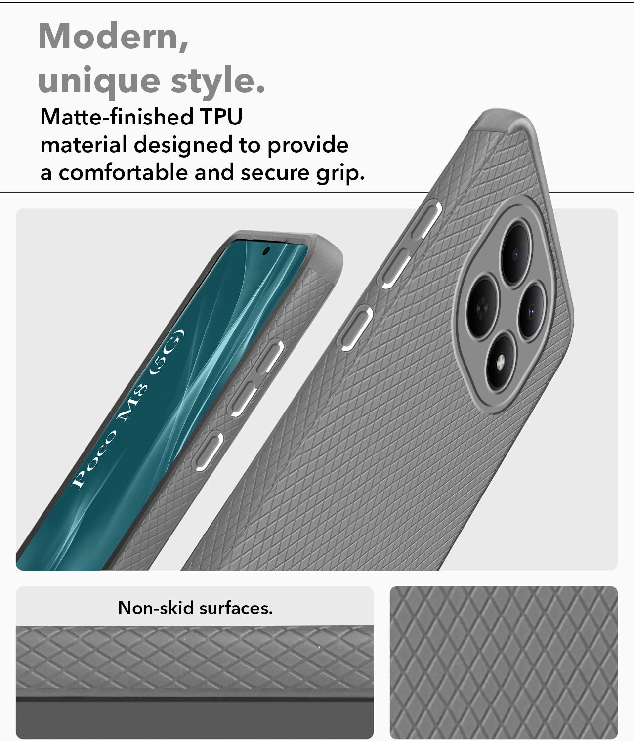 For Poco M8 5G Back Cover Case Liquid Silicone (Camera Protection | Side Grip Texture | Soft and Flexible)