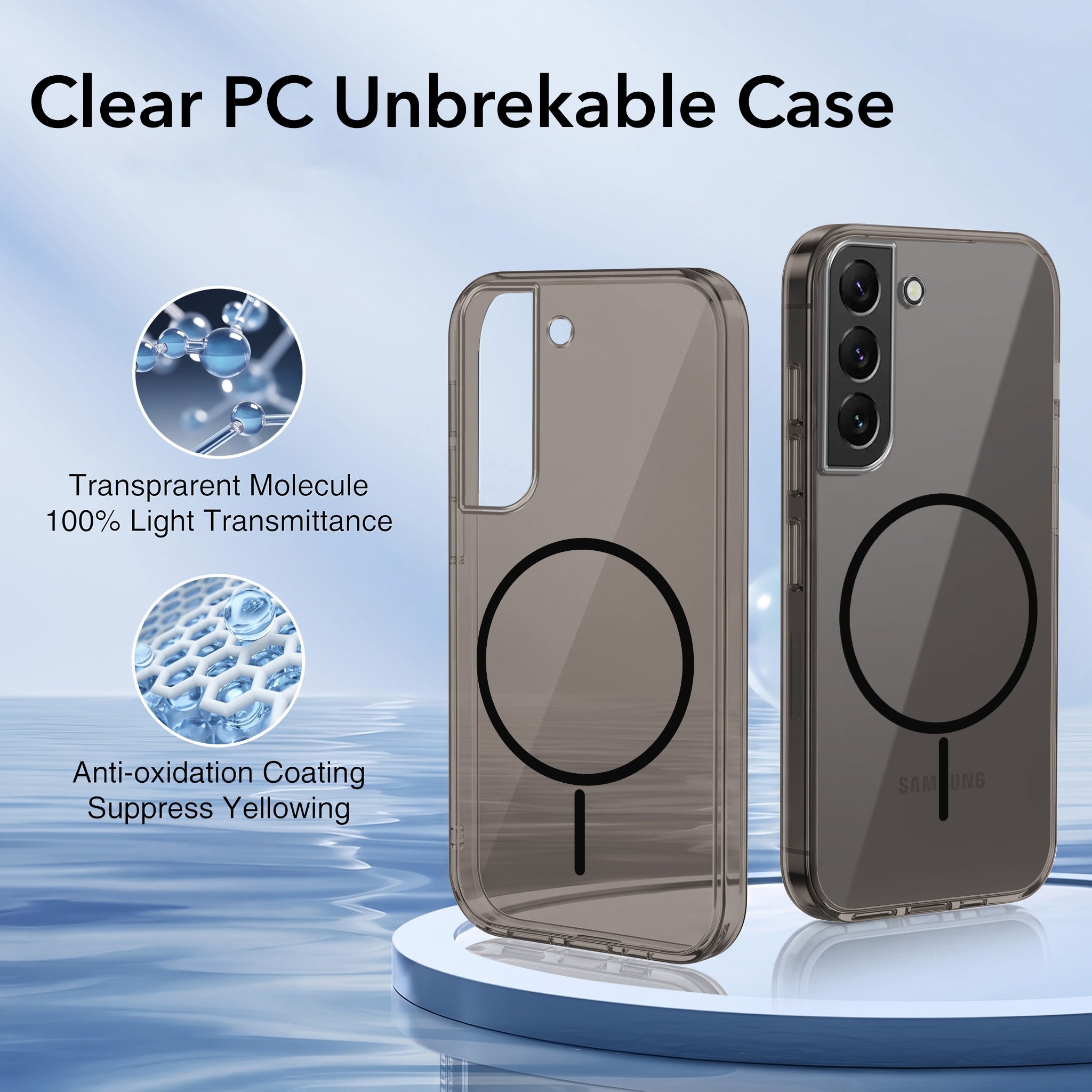 For Samsung Galaxy S22 Back Case Cover Crystal Anti Yellow (Unbreakable PC | MagSafe Wireless Charging Support |Camera Protection Bump)