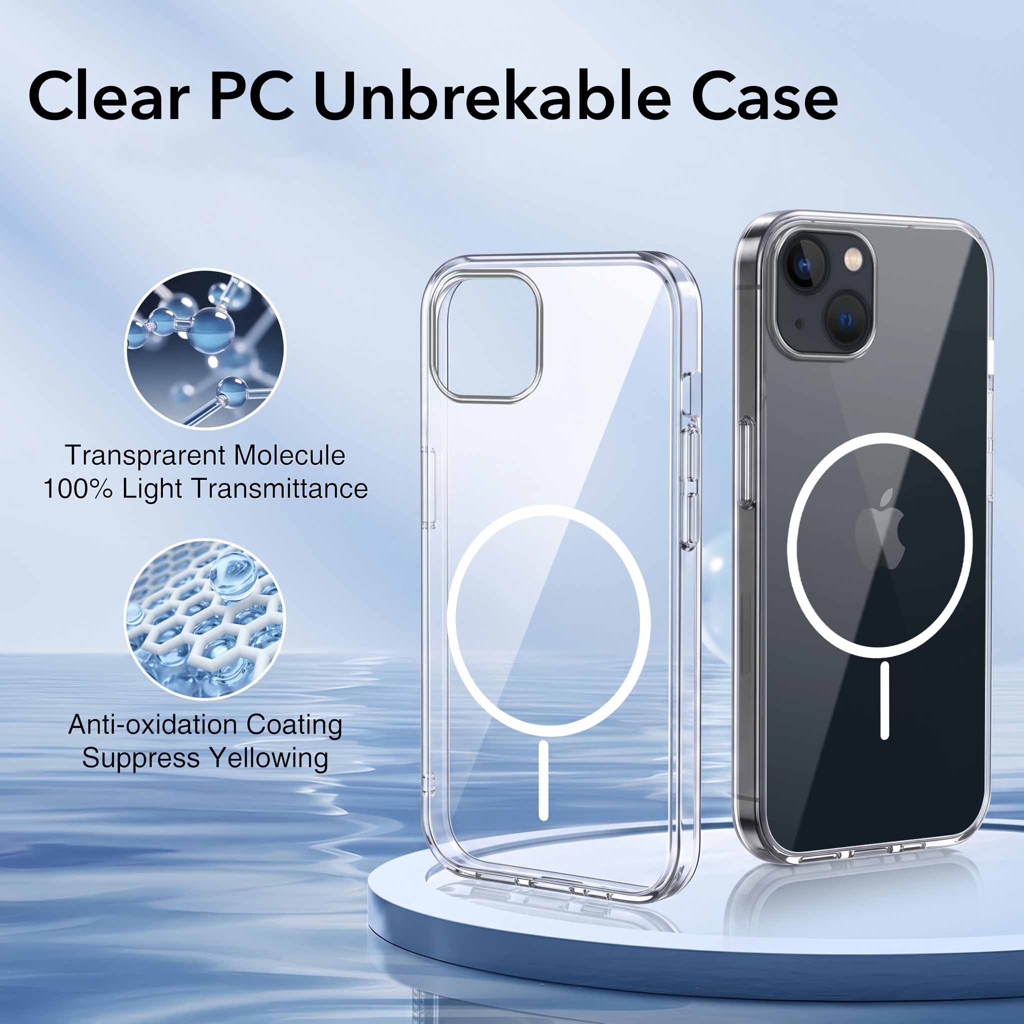 For Apple iPhone 13 Back Case Cover Crystal Anti Yellow (Unbreakable PC | MagSafe Wireless Charging Support |Camera Protection Bump)