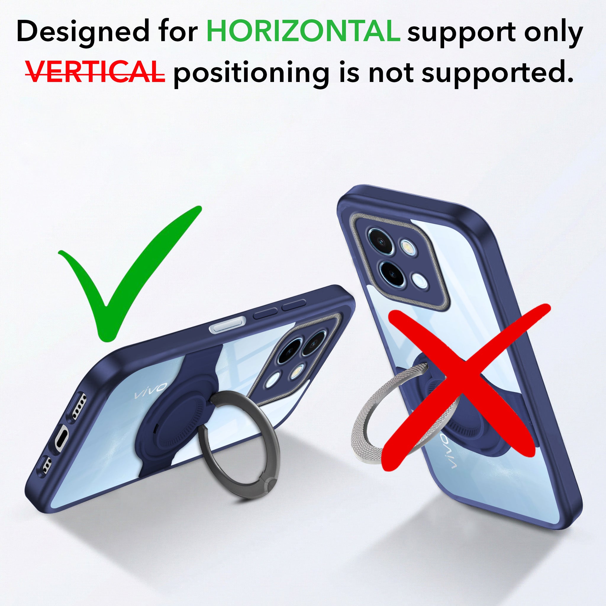 For Vivo Y58 5G Back Cover Case with stand (Built-in Ring Holder Kickstand | Lifetime Anti Yellow | Camera Protection)