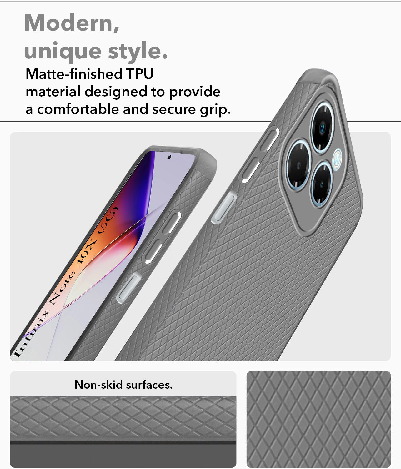 For Infinix Note 40X 5G Back Cover Case Liquid Silicone (Camera Protection | Side Grip Texture | Soft and Flexible)