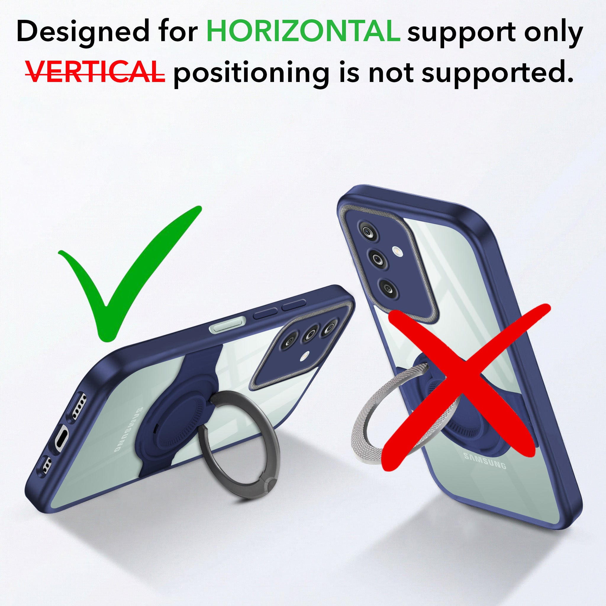 For Samsung Galaxy M36 | Samsung Galaxy F36 Back Cover Case with stand (Built-in Ring Holder Kickstand | Lifetime Anti Yellow | Camera Protection)
