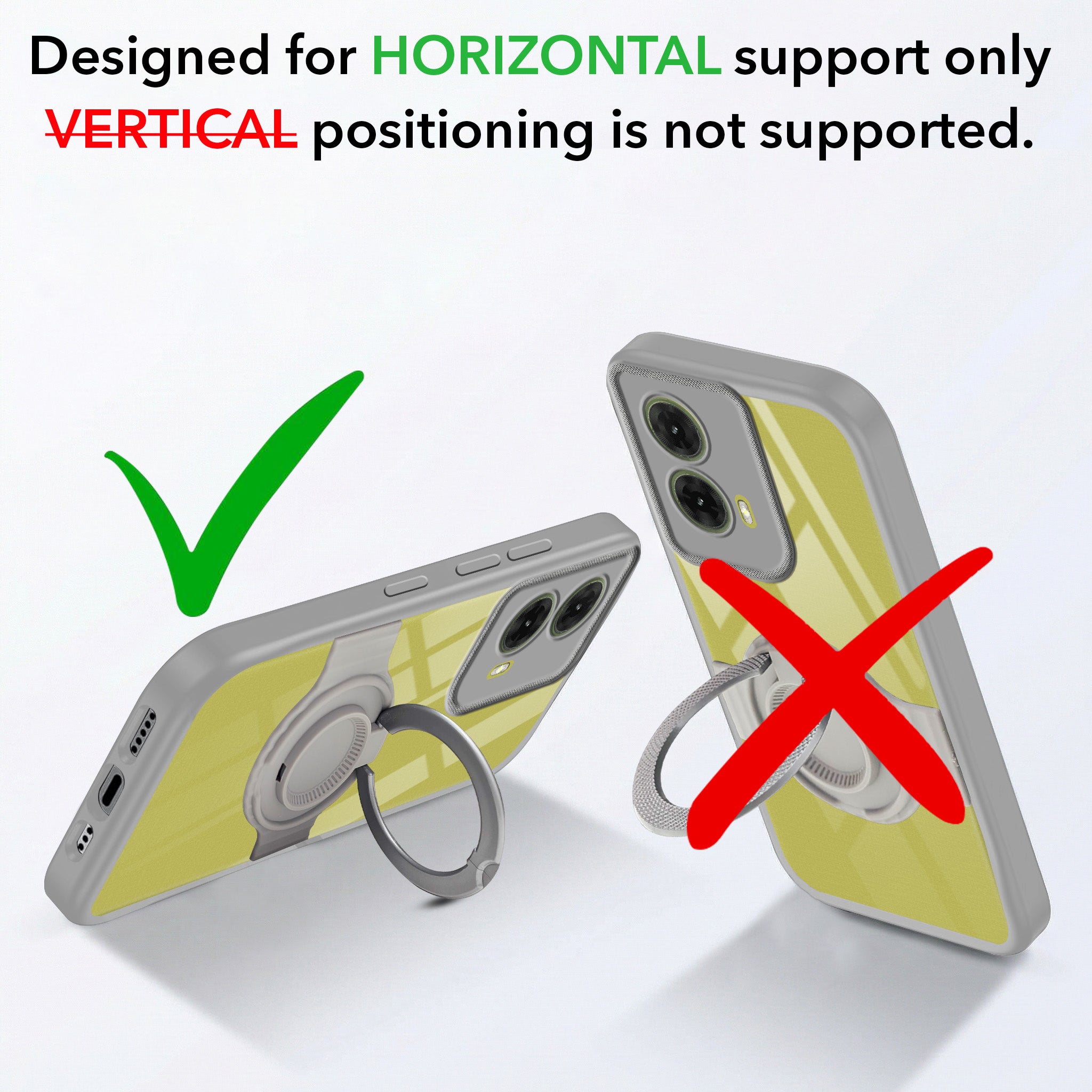 For Motorola Moto G85 5G Back Cover Case with stand (Built-in Ring Holder Kickstand | Lifetime Anti Yellow | Camera Protection)