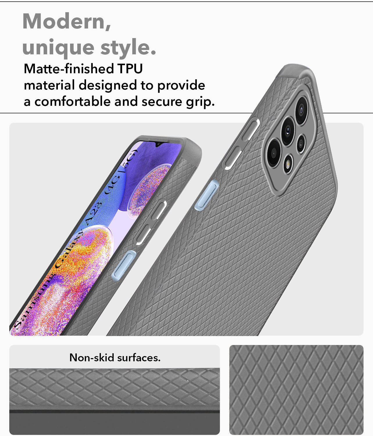 For Samsung Galaxy A23 4G | 5G Back Cover Case (Liquid Silicone | Side Grip | Camera Protection)