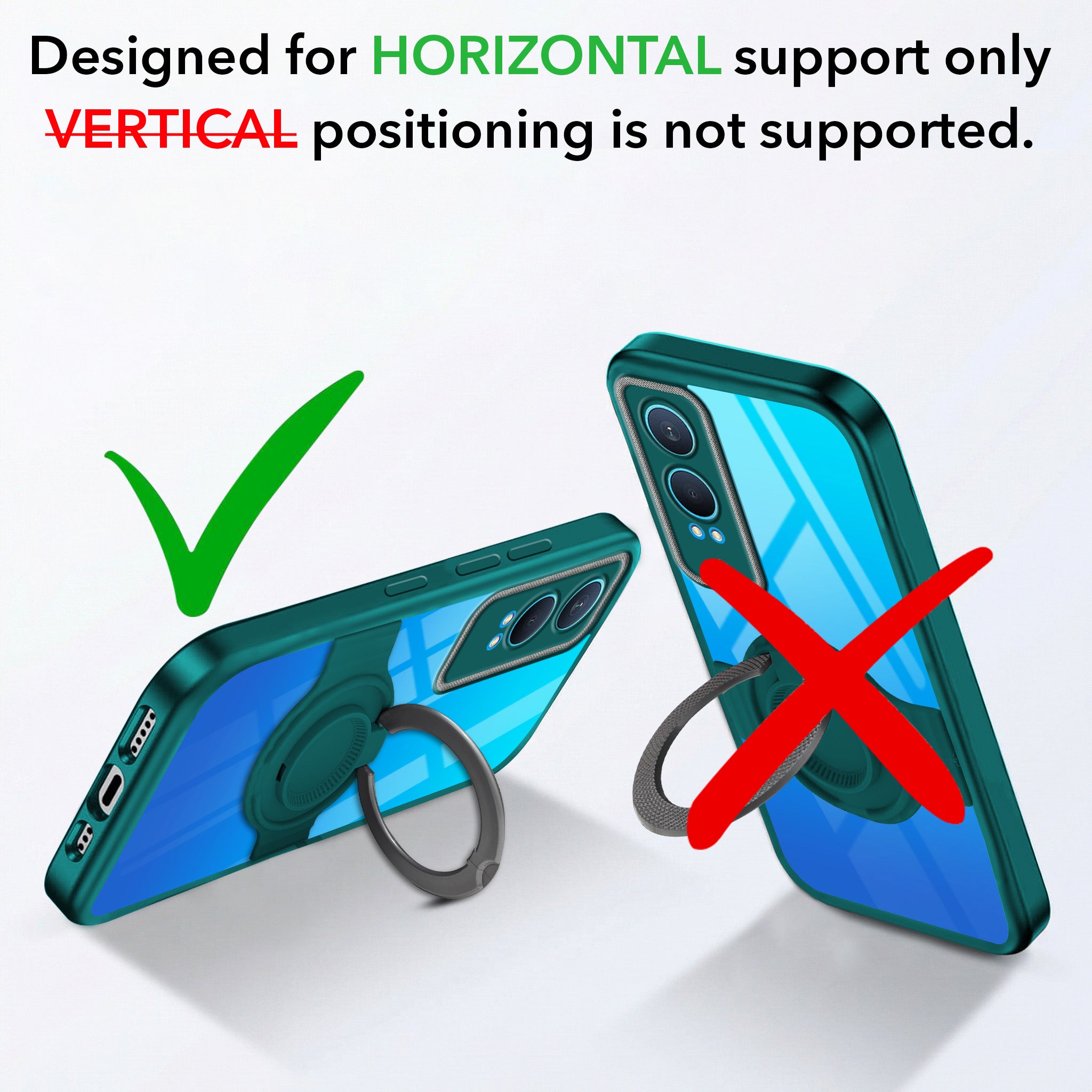 For OnePlus Nord CE 4 Lite Back Cover Case with stand (Built-in Ring Holder Kickstand | Lifetime Anti Yellow | Camera Protection)